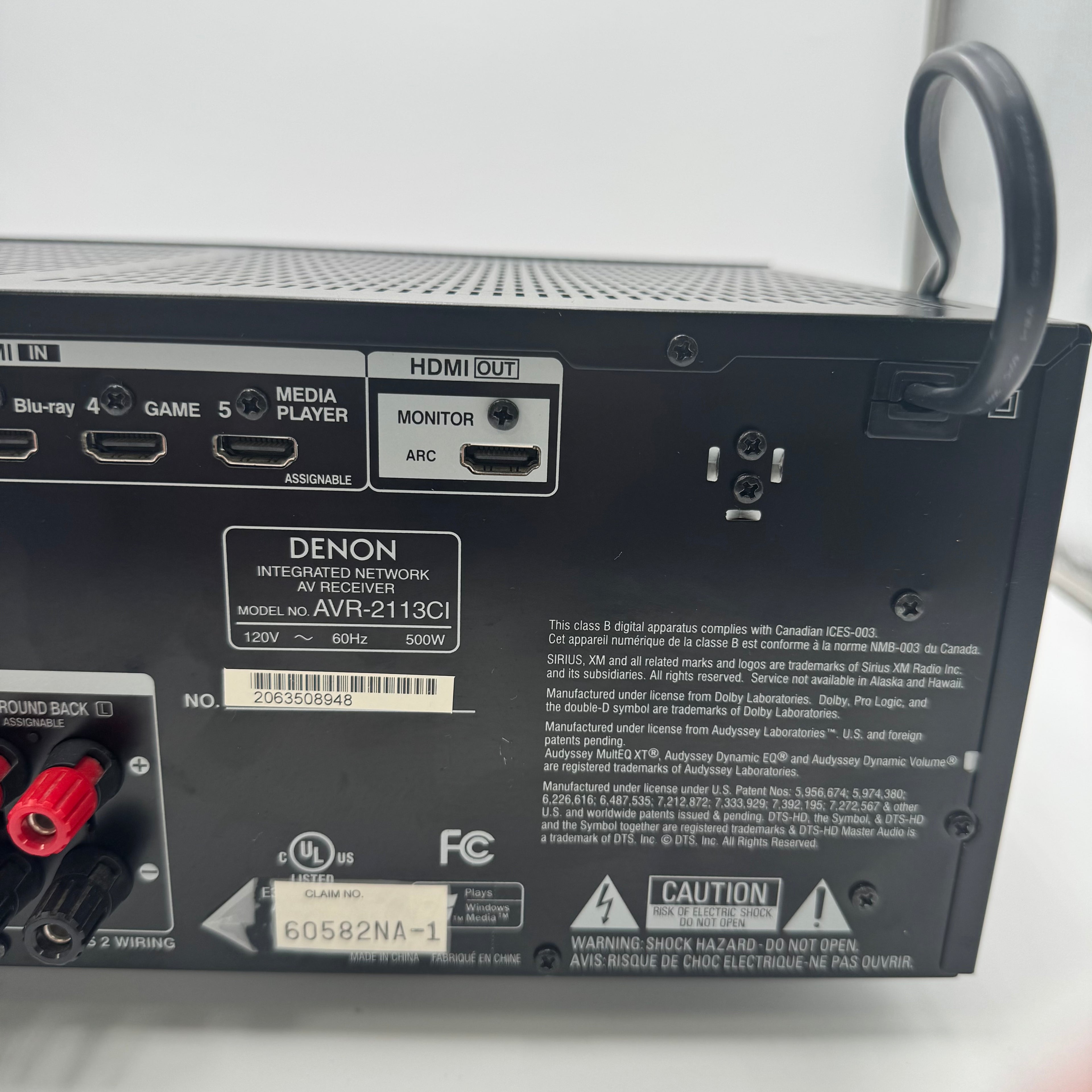 Denon AVR-2113CI 7.2 Channel Home Theater Surround Sound Network Receiver