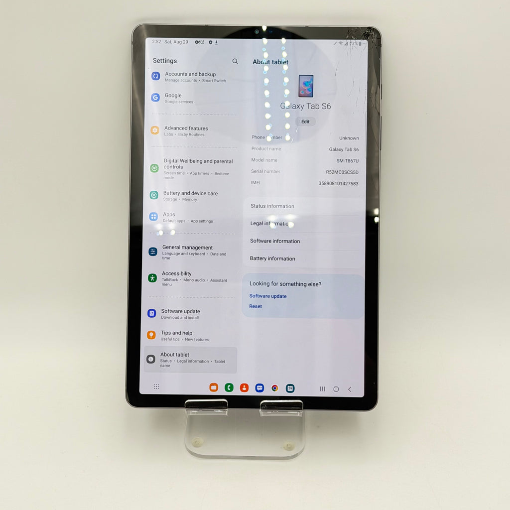 Samsung Galaxy Tab S6 5G SM-T866 10.5" Tablet - Broken Screen Cracked