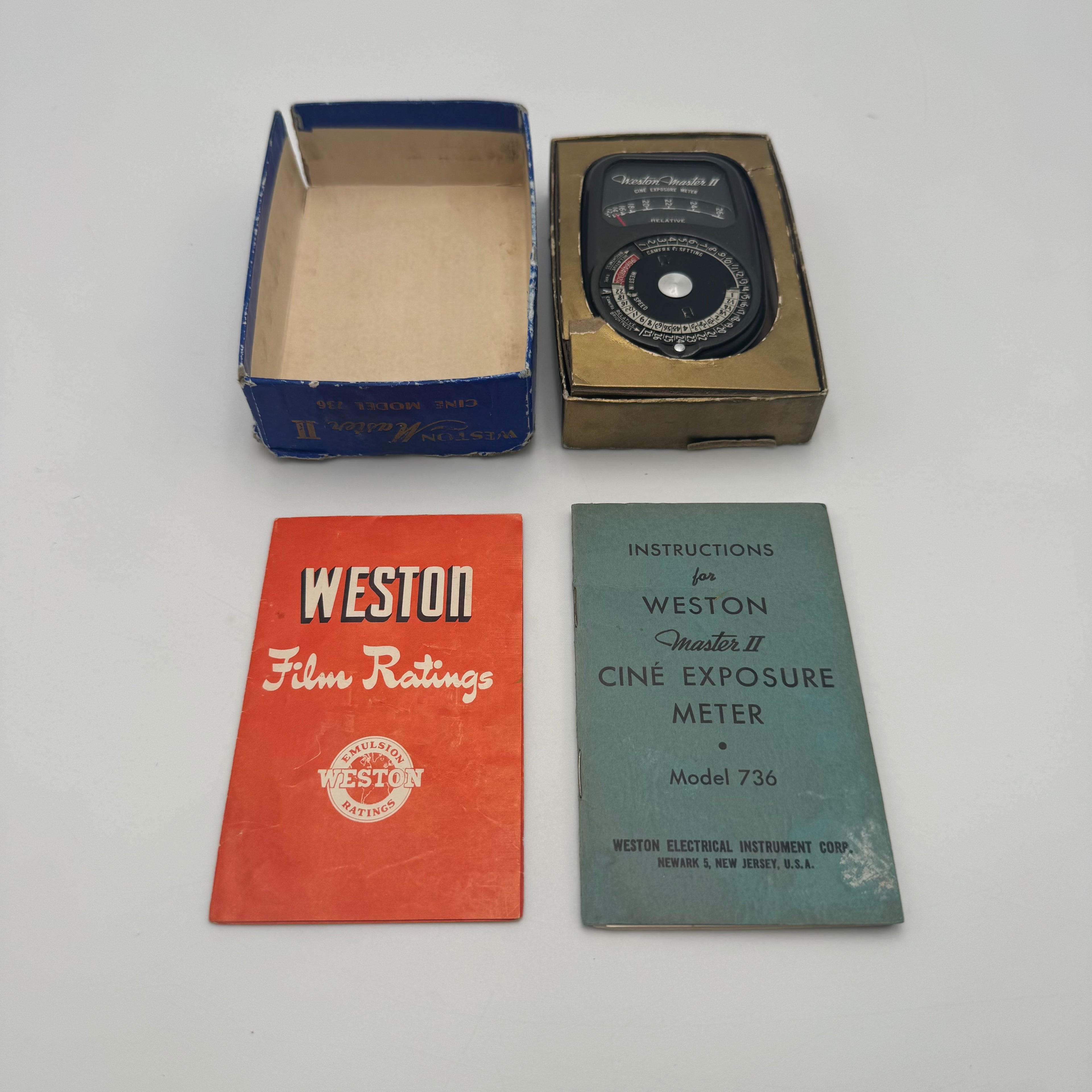 Vintage Weston Master II 2 Exposure Meter Cine Model 736 Light Meter w/ Box + Manuals