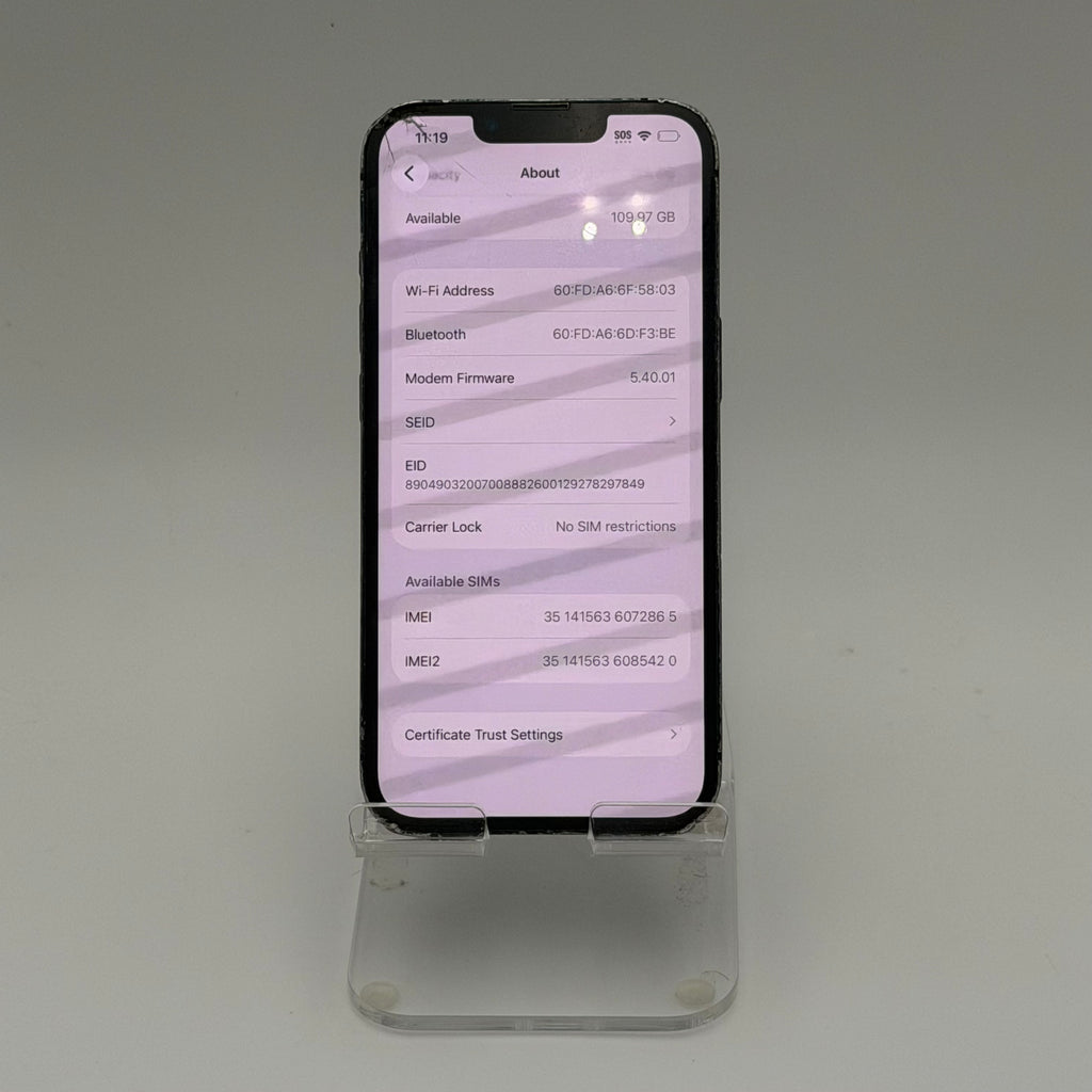 Broken Unlocked Apple iPhone 13 64GB Black - Cracked Back- 76%battery health
