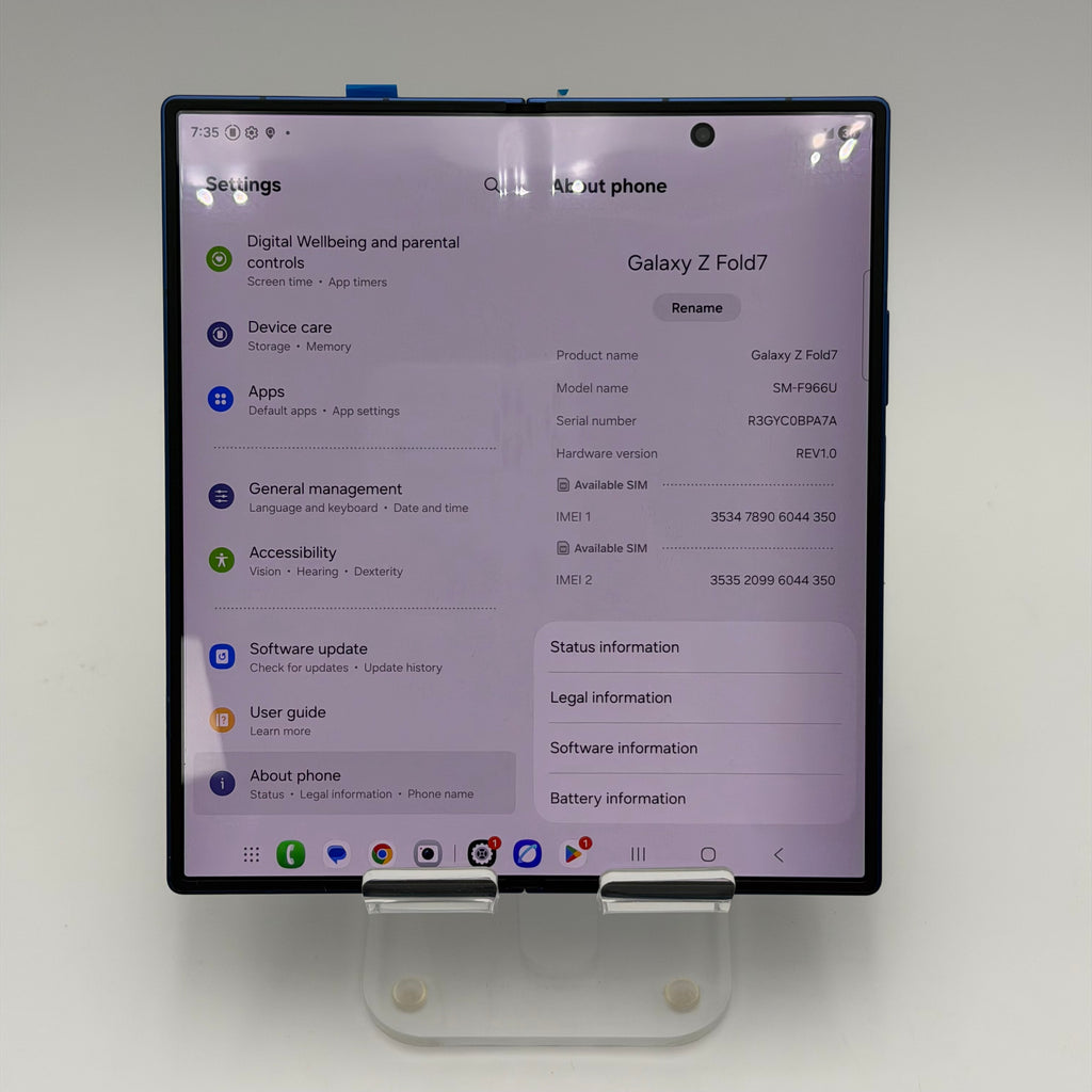 Verizon Samsung Galaxy Fold7 12GB RAM 256GB SM-F966U Blue Shadow