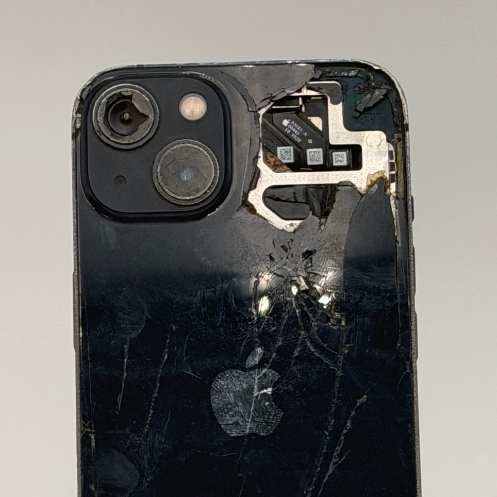 Broken Unlocked Apple iPhone 13 64GB Black - Cracked Back- 76%battery health
