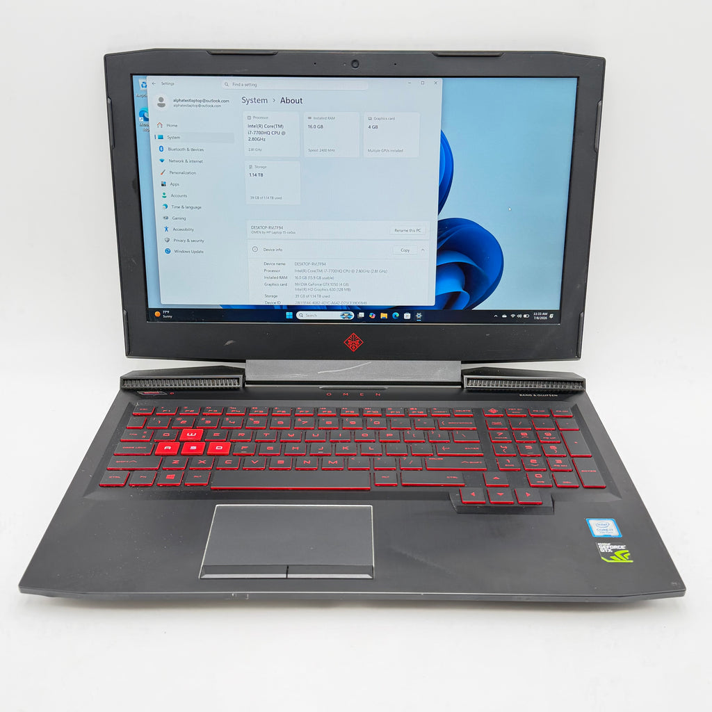 HP Omen 15-ce0011dx 15-inch Core i7 16GB 1TB Black Laptop w/ Charger