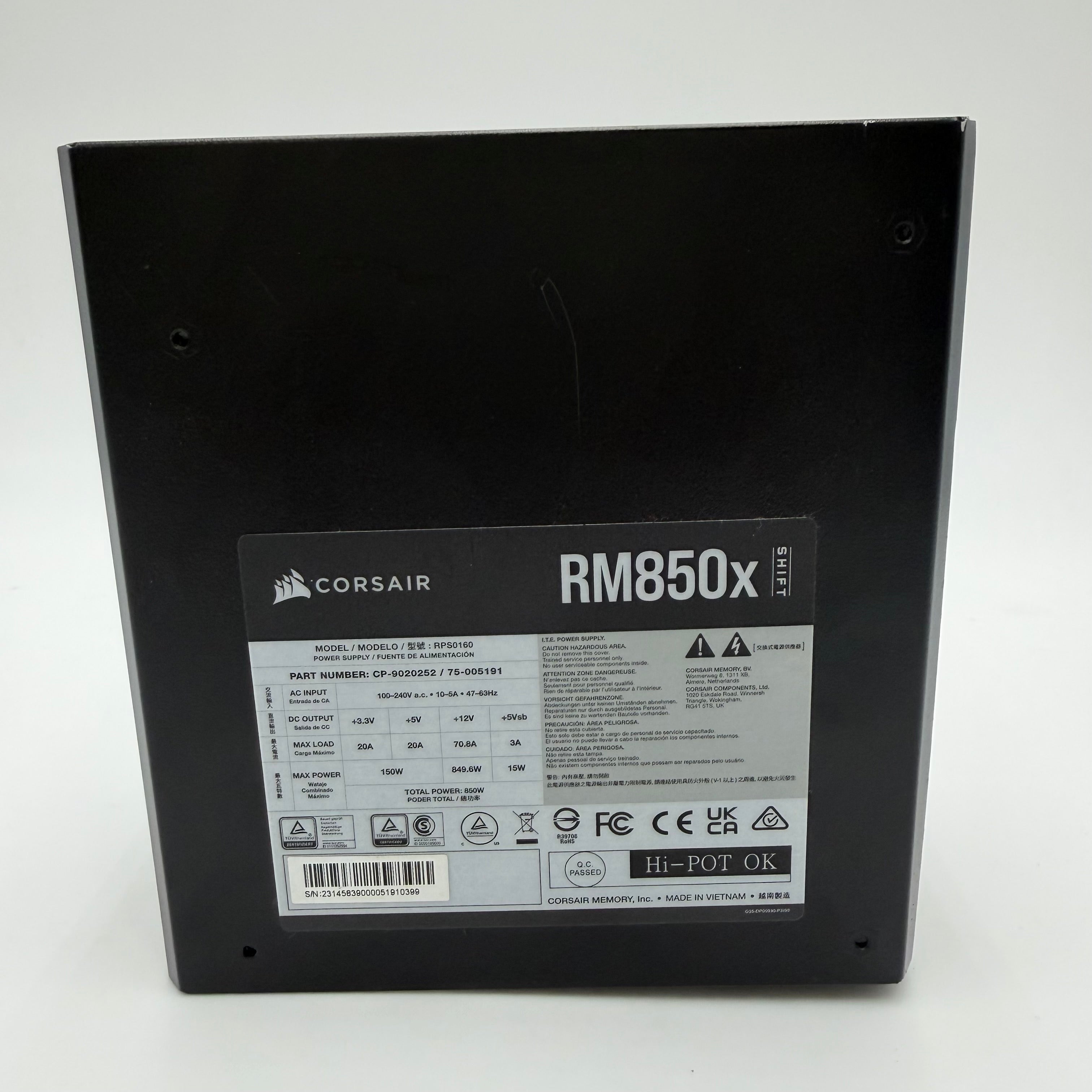 Corsair RM850x RPS1060 Computer Power Supply - Black