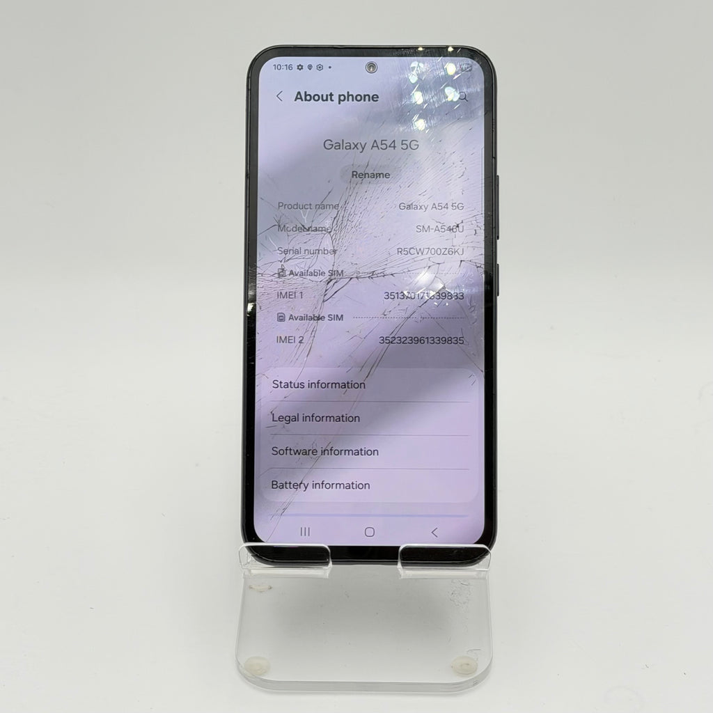 Broken Samsung Galaxy A54 Cracked Front