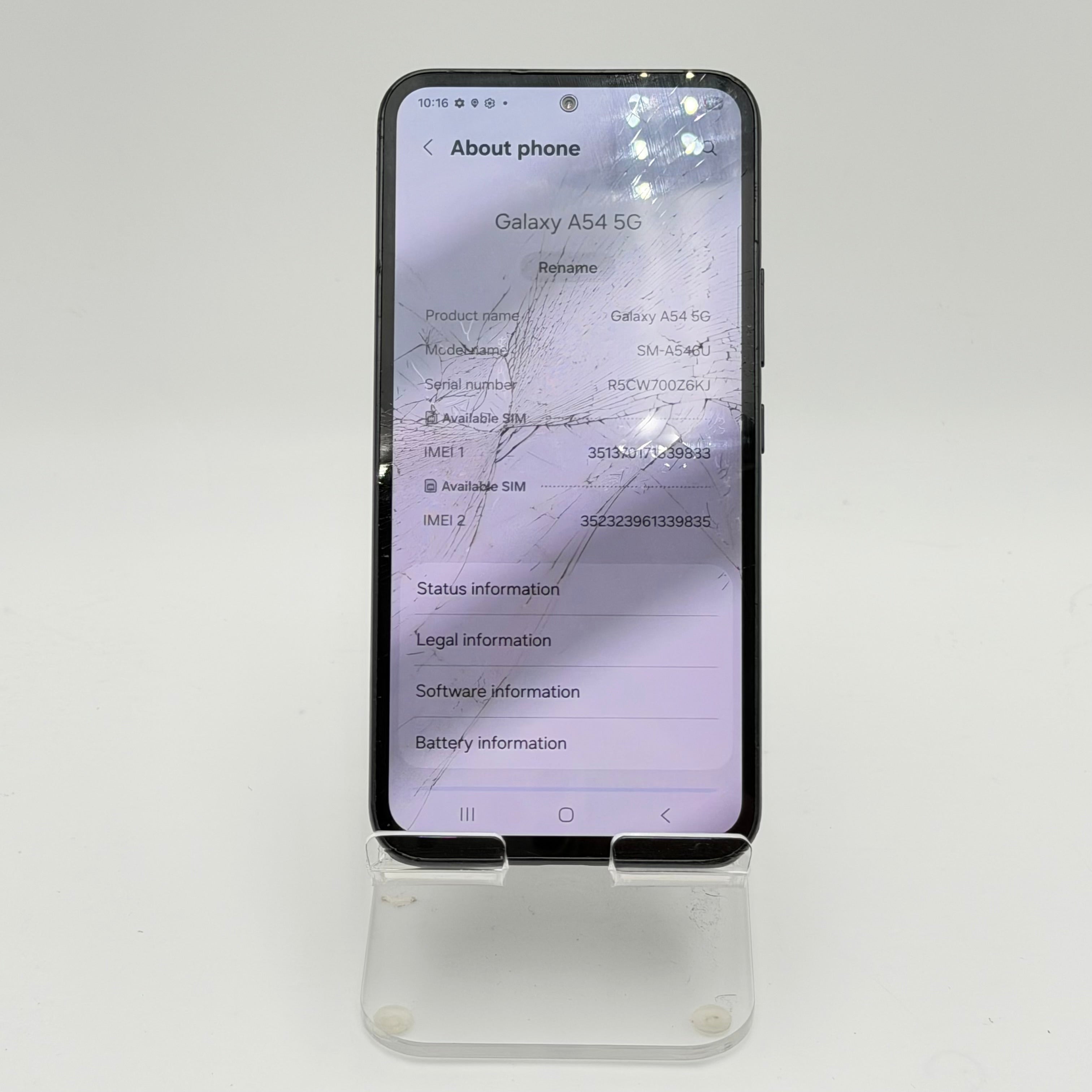 Broken Samsung Galaxy A54 Cracked Front