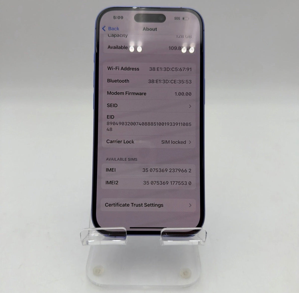 Apple iPhone 16 128GB Purple Unlocked - Used A