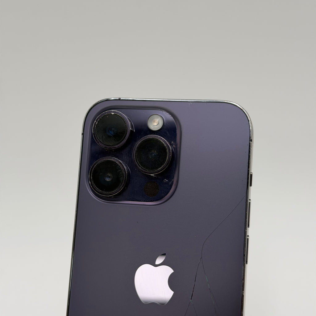 Broken Unlocked Apple iPhone 14 Pro - 128GB Purple - 77% BH - Cracked Back