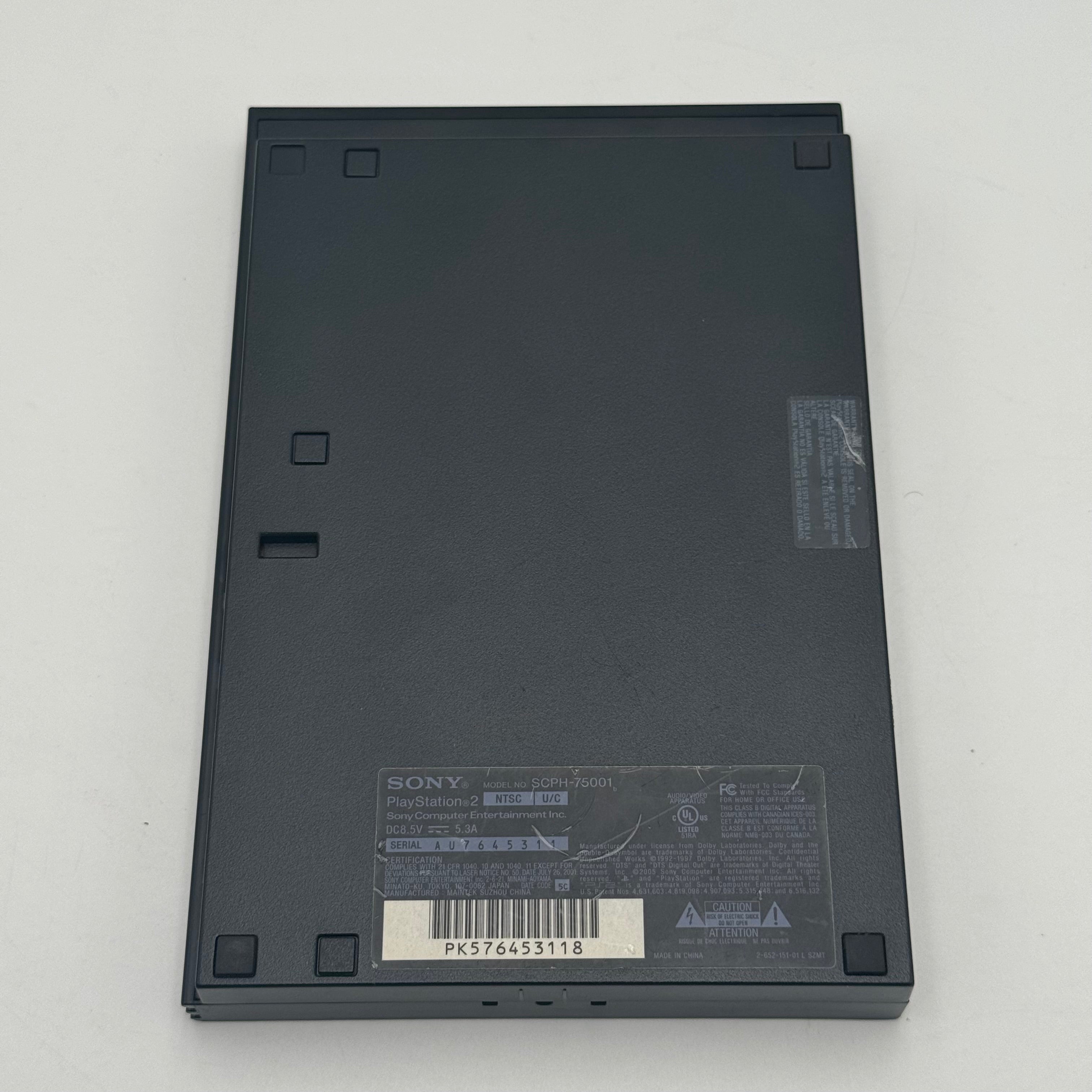 Broken Sony PlayStation 2 Slim (SCPH-75001) w/Power Cord Unreadable Disc