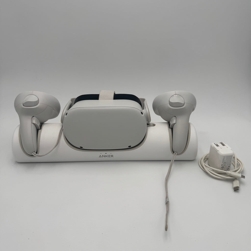 Oculus Quest 2 256GB VR Headset w/ Controllers & Anker Charging Dock Tested Work