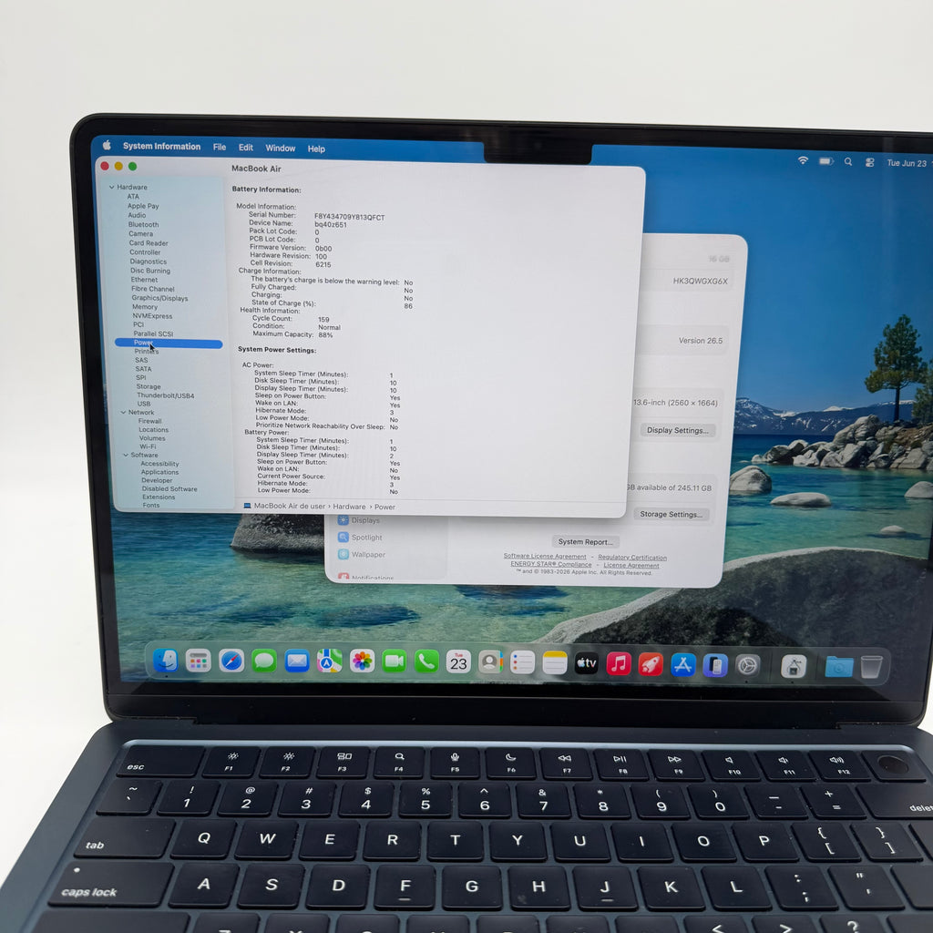 Apple MacBook Air 13-inch M3 A3113 2024 Laptop Blue 16GB 256GB Used