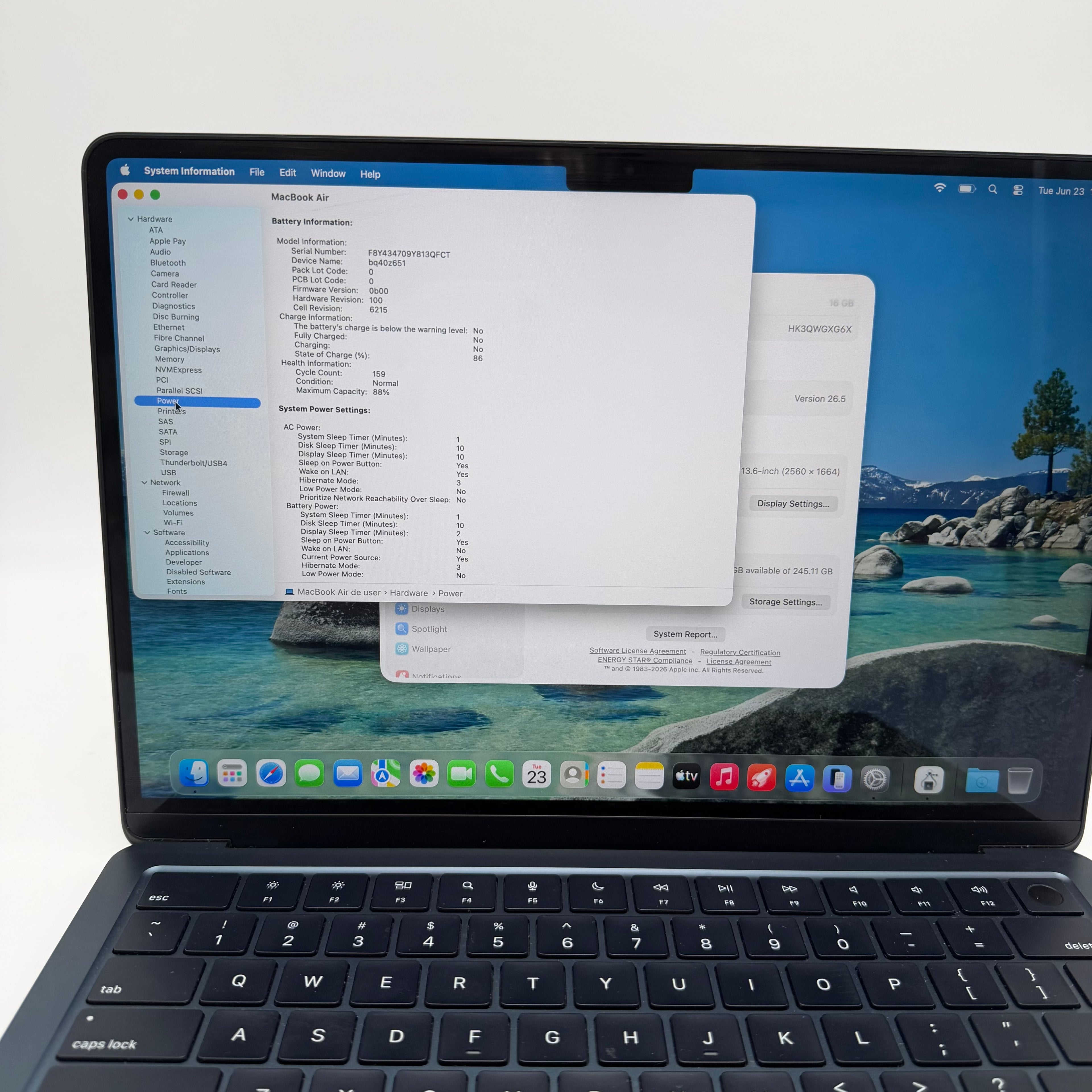 Apple MacBook Air 13-inch M3 A3113 2024 Laptop Blue 16GB 256GB Used