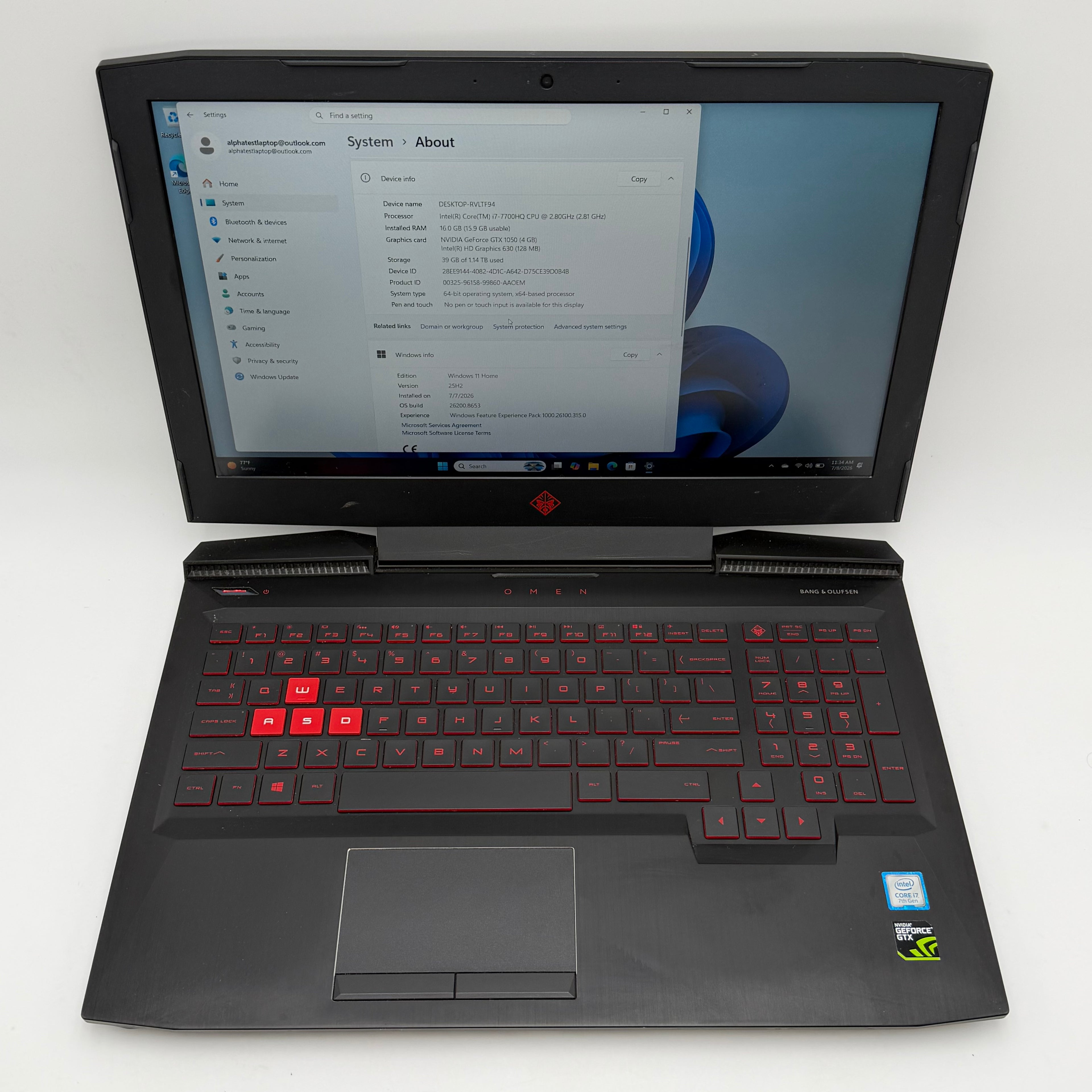 HP Omen 15-ce0011dx 15-inch Core i7 16GB 1TB Black Laptop w/ Charger