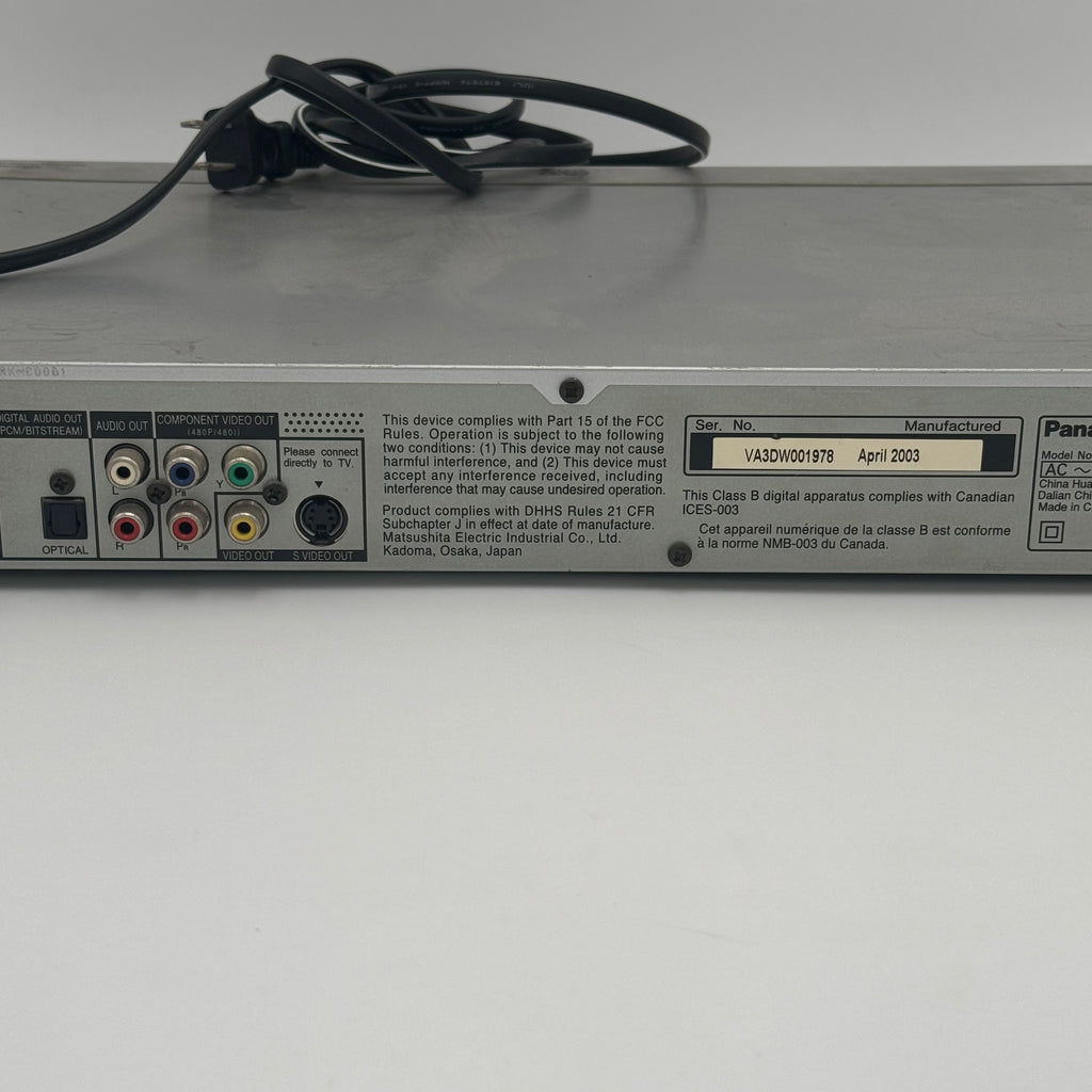 Panasonic DVD-S35 DVD Player, Silver, For Parts