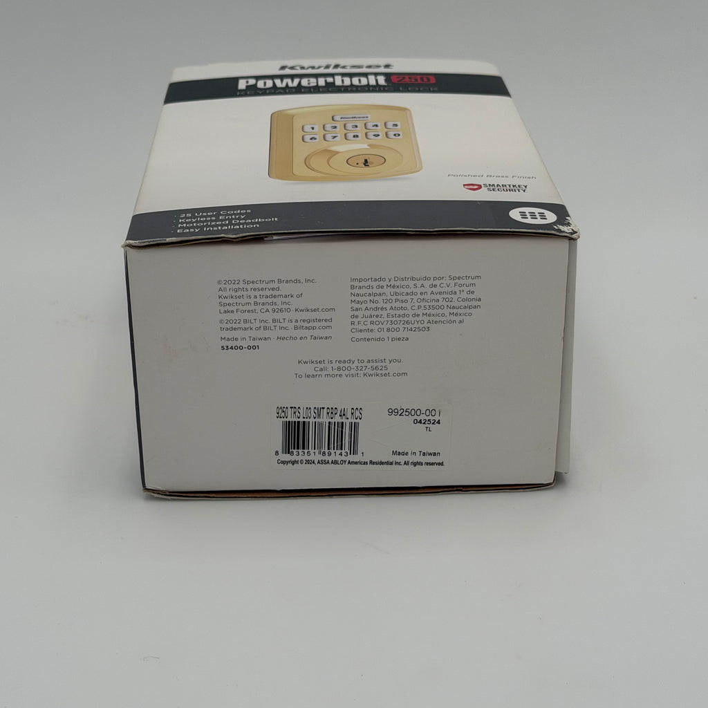 Kiwikset Powerbolt 250 Smart Lock - Gold - New In Box