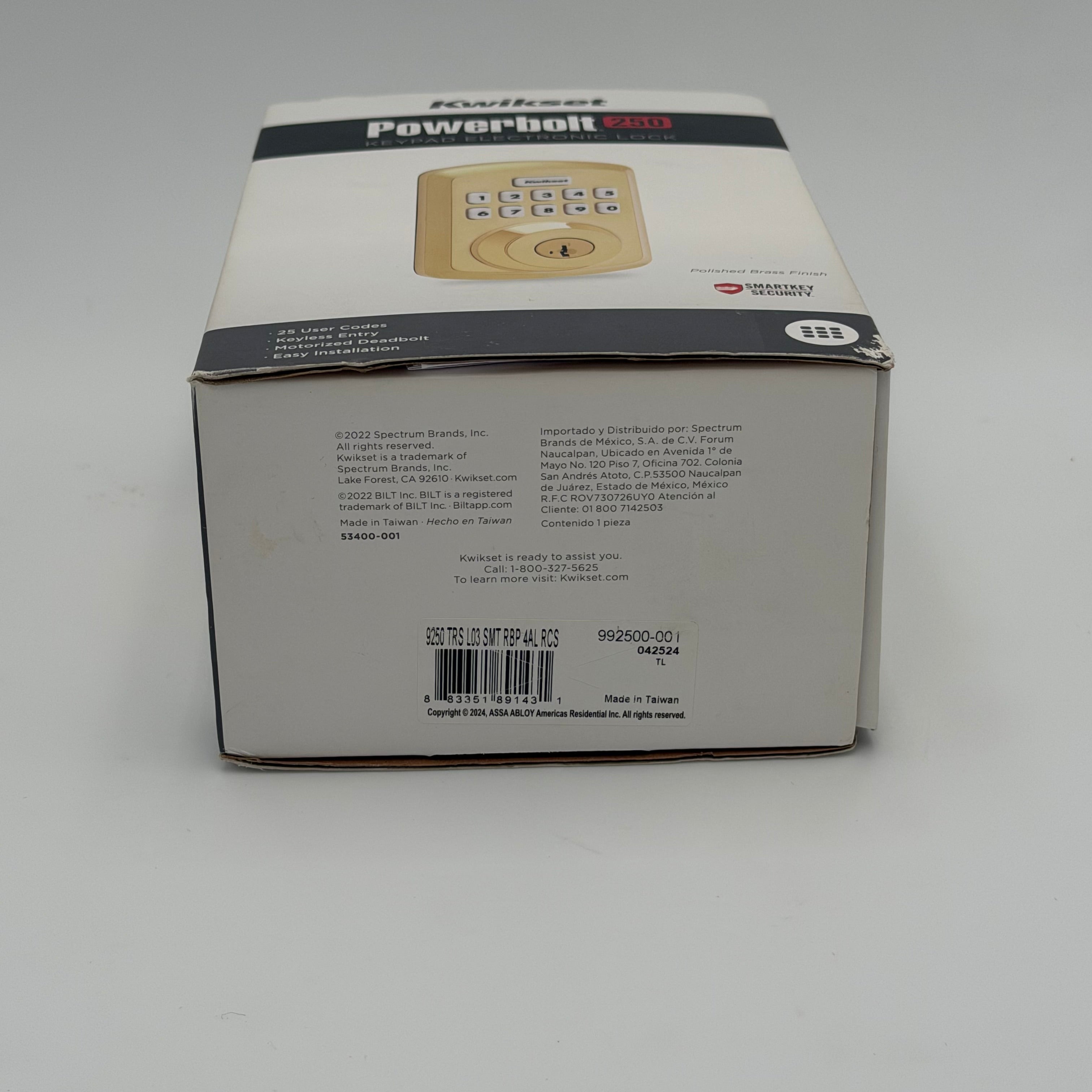 Kiwikset Powerbolt 250 Smart Lock - Gold - New In Box