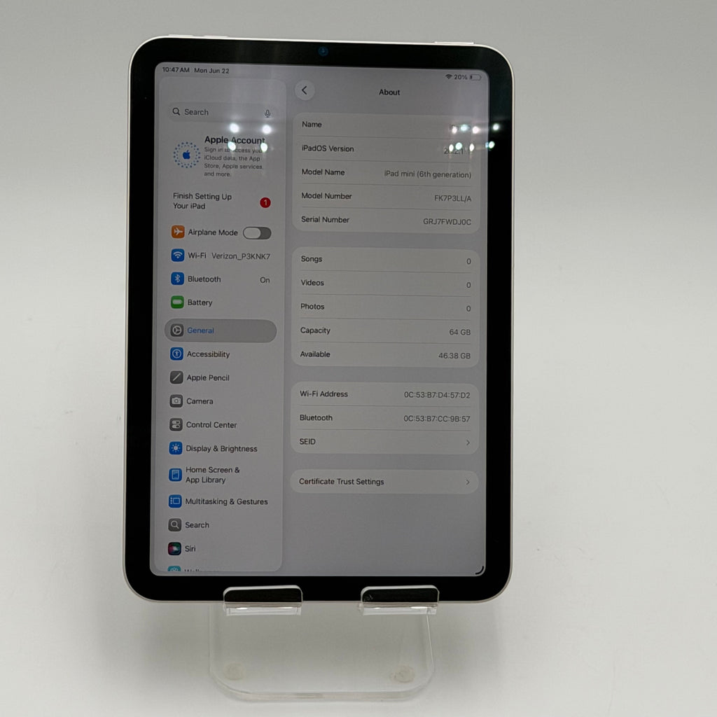 Apple iPad mini (6th Generation) A2567 64 GB, Wi-Fi Only, 8.3 in - Space Gray