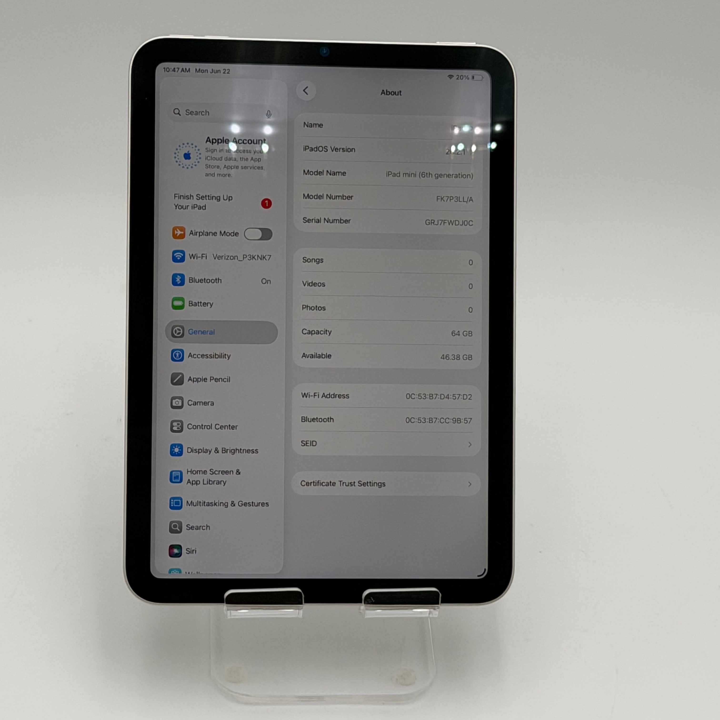 Apple iPad mini (6th Generation) A2567 64 GB, Wi-Fi Only, 8.3 in - Space Gray