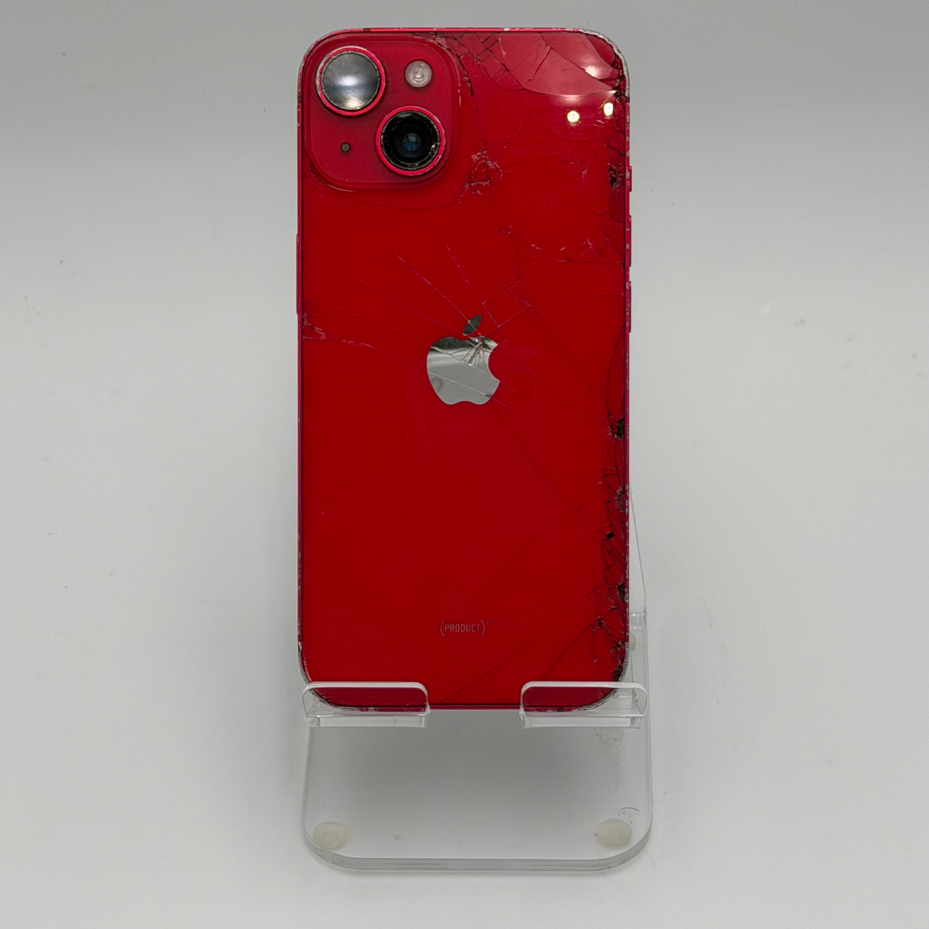 Broken T-Mobile Apple iPhone 14 Red - Cracked  Front - Back - 84% BH