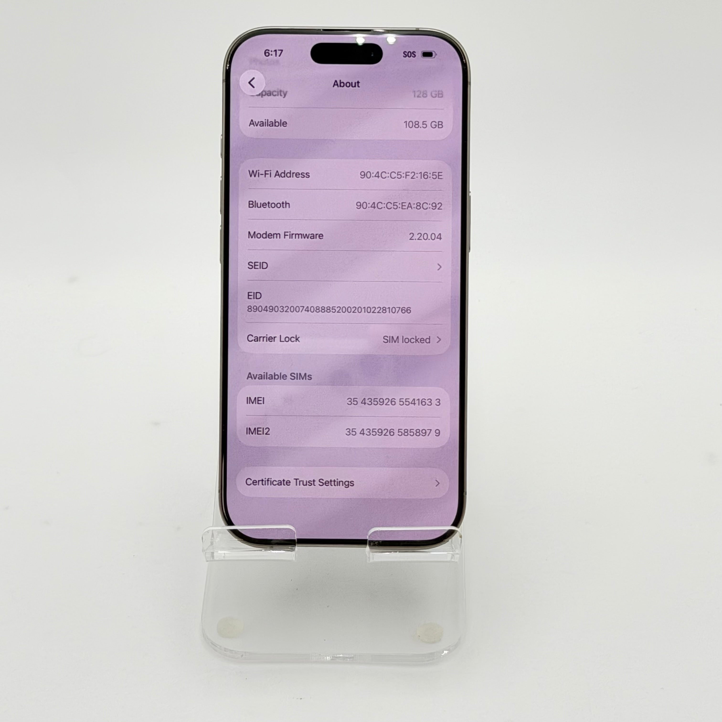 Boost Mobile Apple iPhone 16 Pro A3083 128GB 91% BH