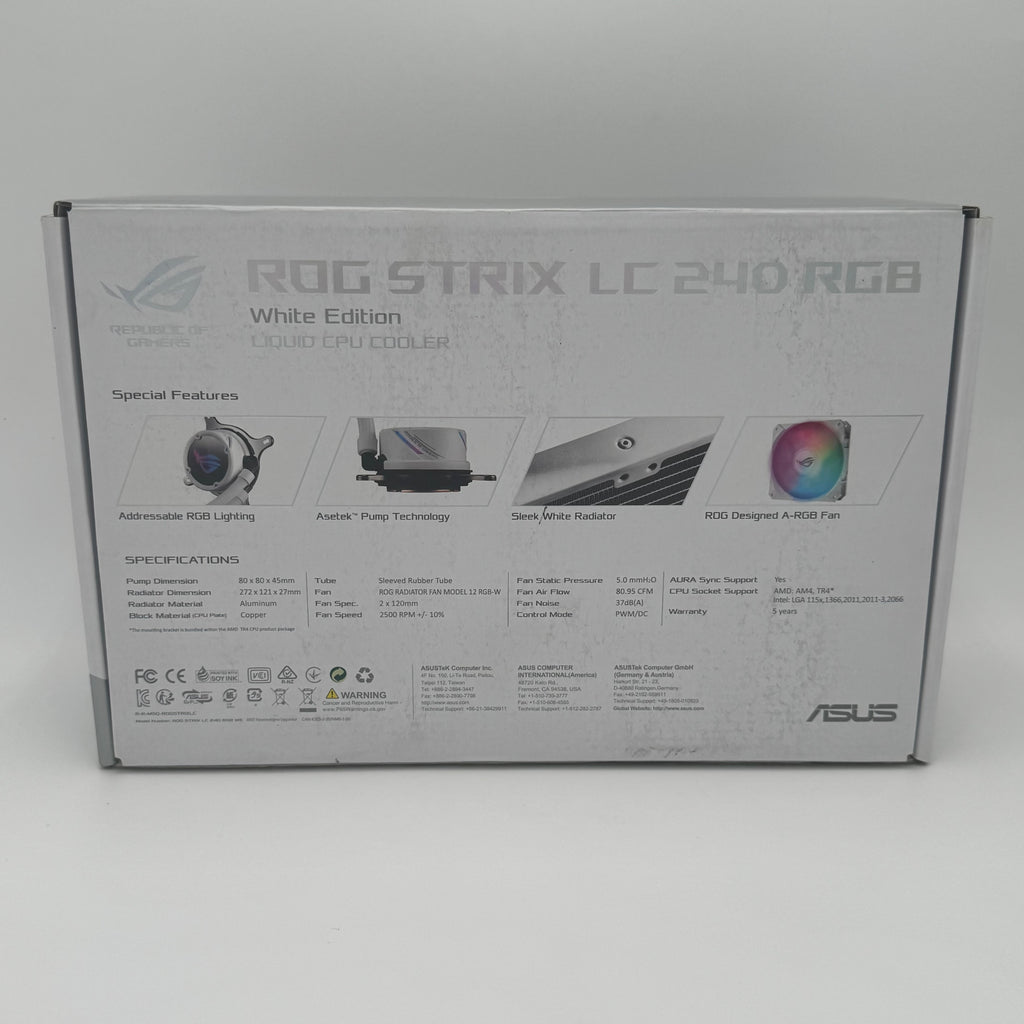 ASUS ROG STRIX LC 240 RGB White Edition Liquid CPU Cooler **READ**
