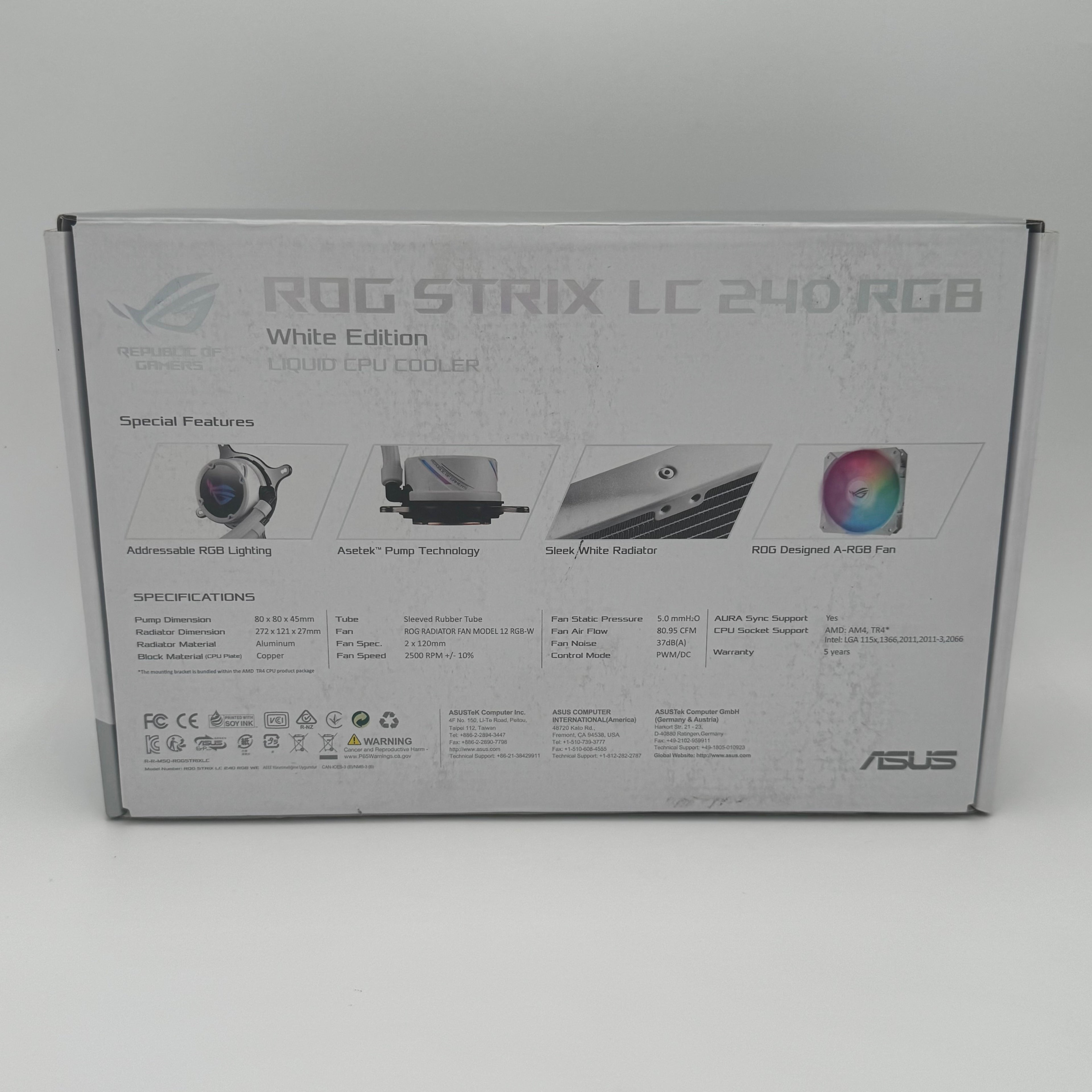 ASUS ROG STRIX LC 240 RGB White Edition Liquid CPU Cooler **READ**