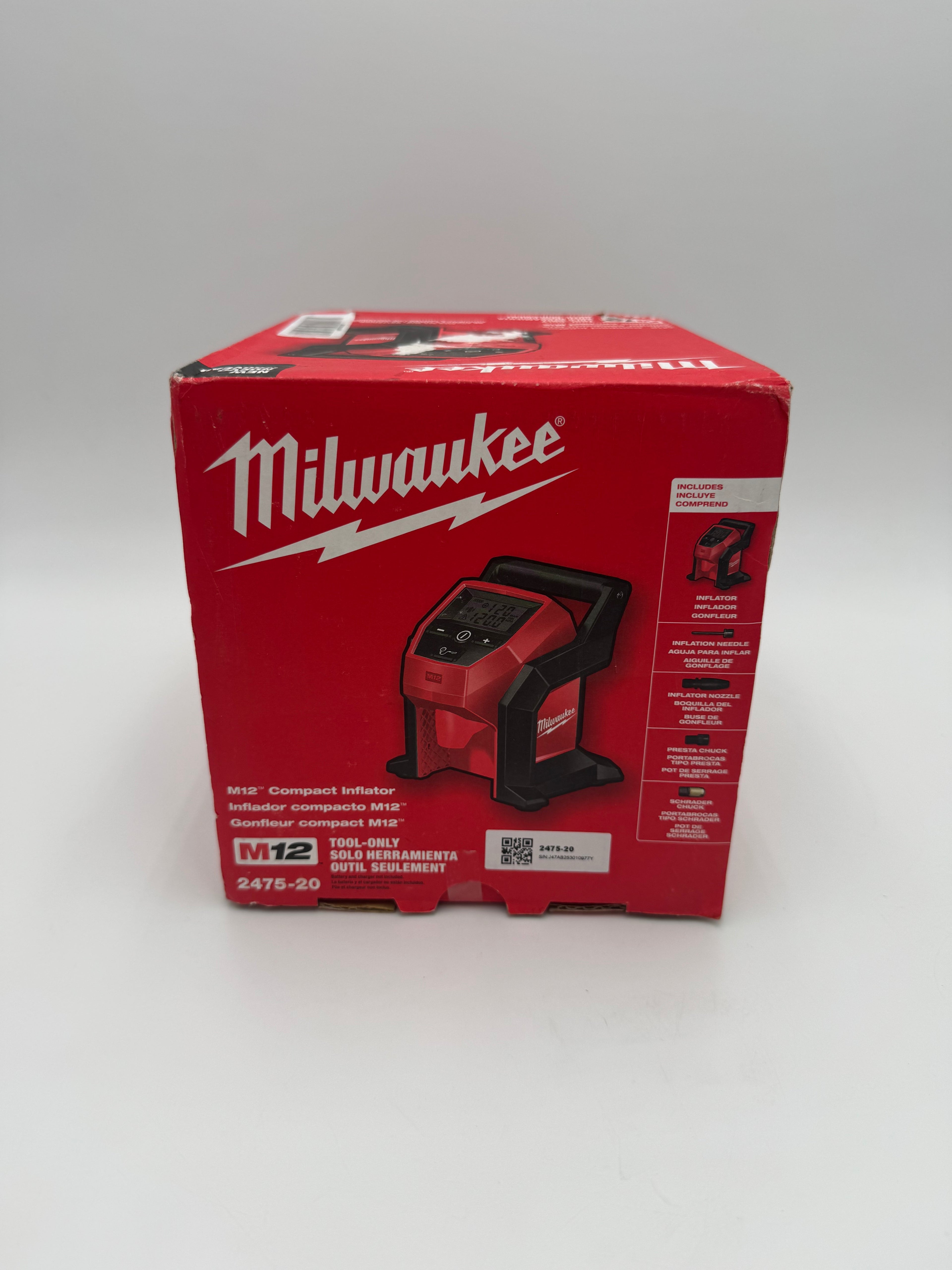 Milwaukee Tire Inflator 2475-20 Compact Cordless 120 PSI M12 Series (Tool Only)