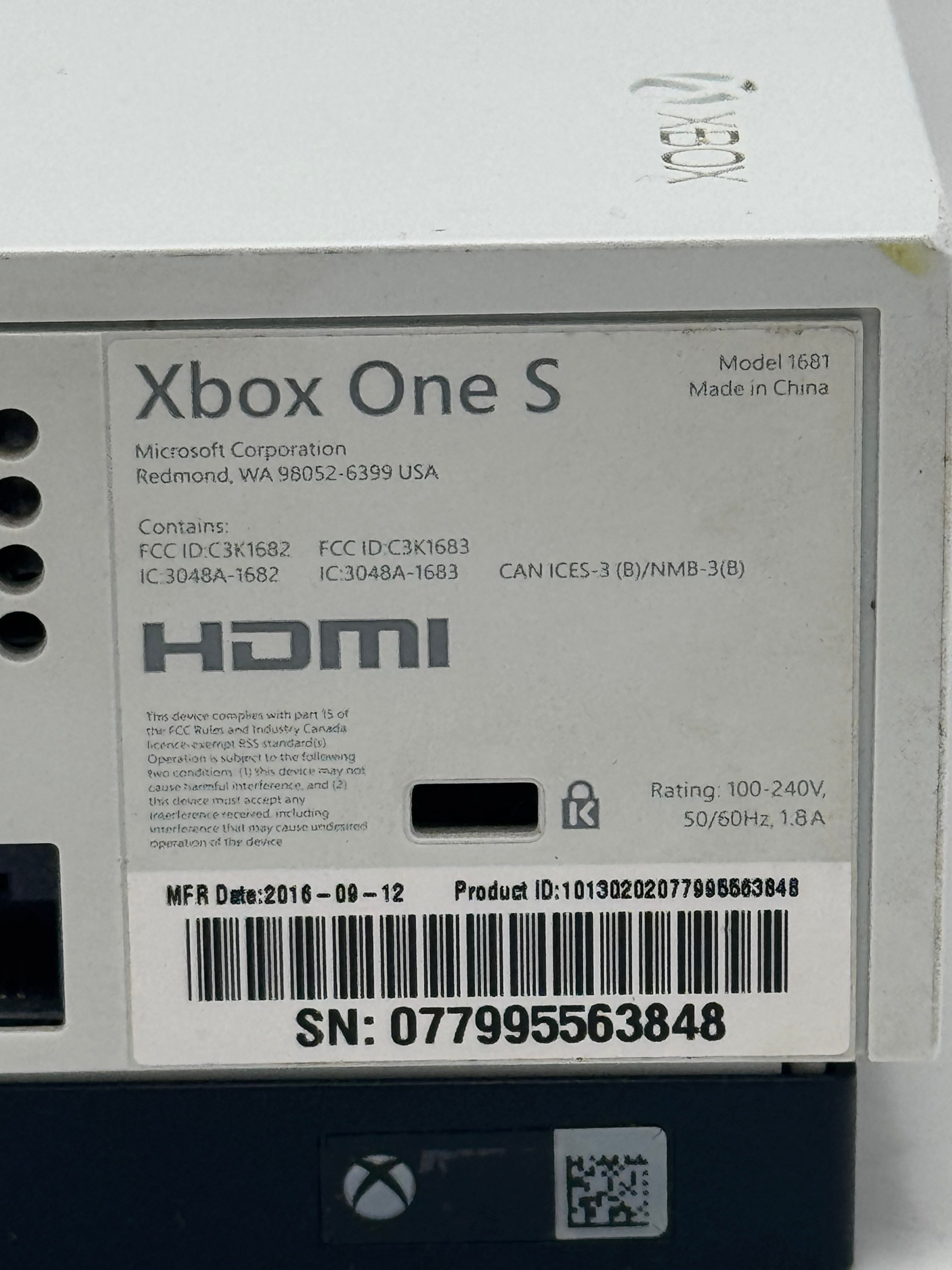 Microsoft Xbox One S 1681 2016 White 500GB Console  - Tested