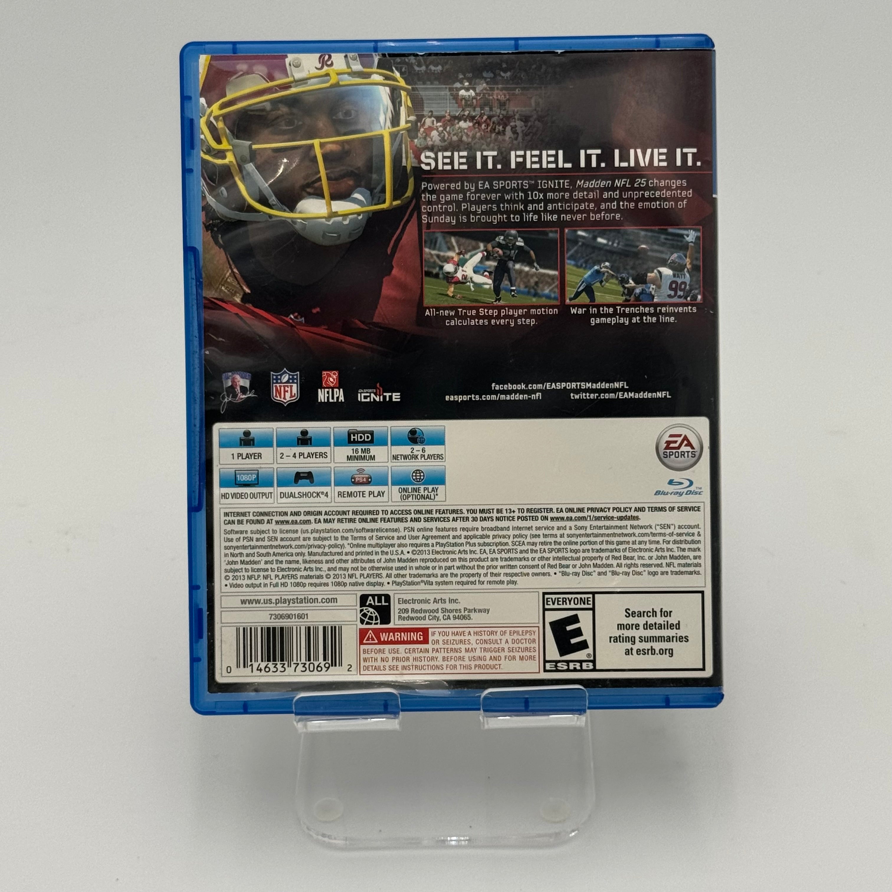 Playstation 4 Madden NFL 25 (2013) Video Game - Used B - Black