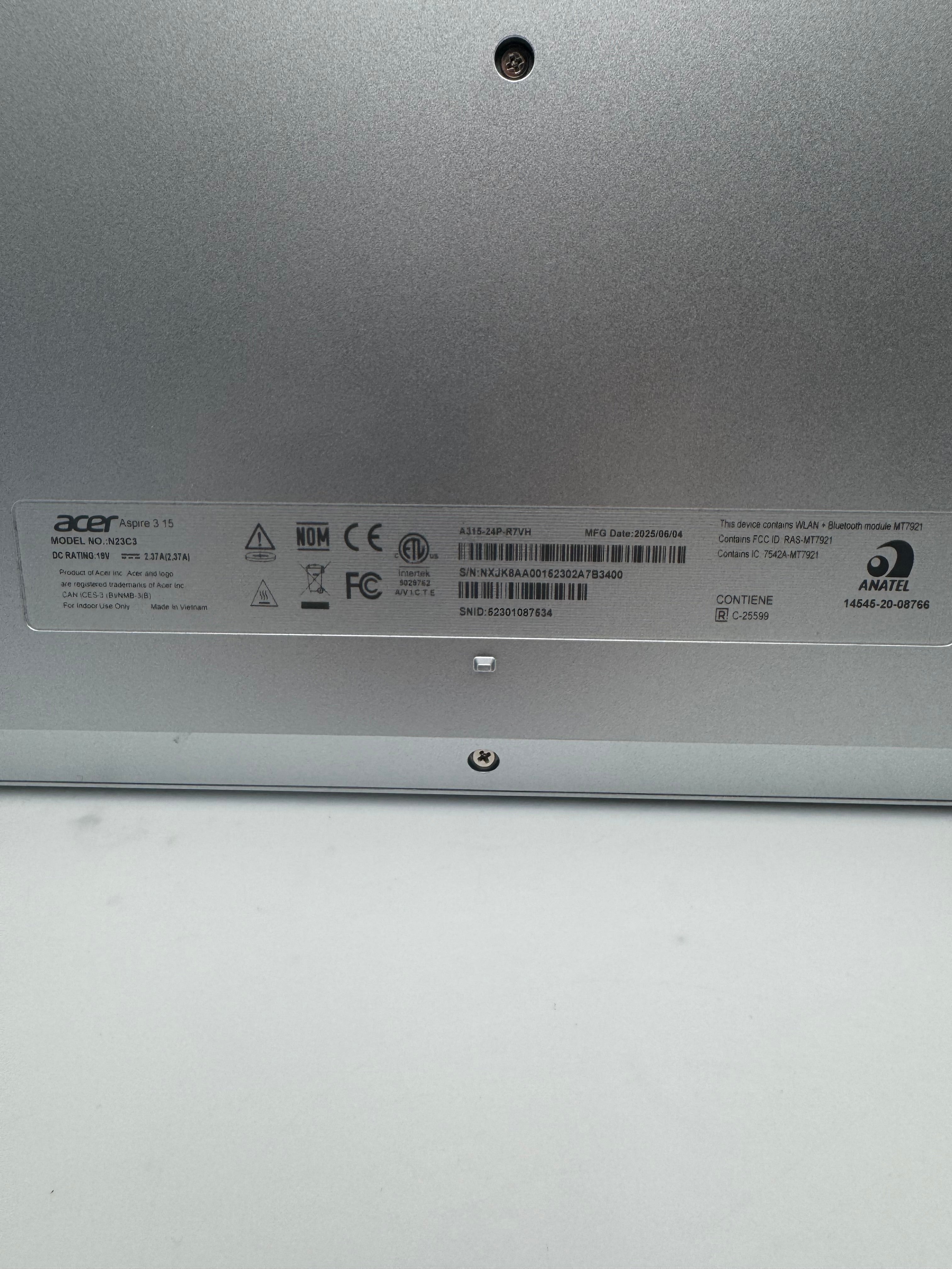 Acer Aspire 3 15 N23C3 Laptop AMD Ryzen 3 8GB 128GB 14-Inch Silver Used