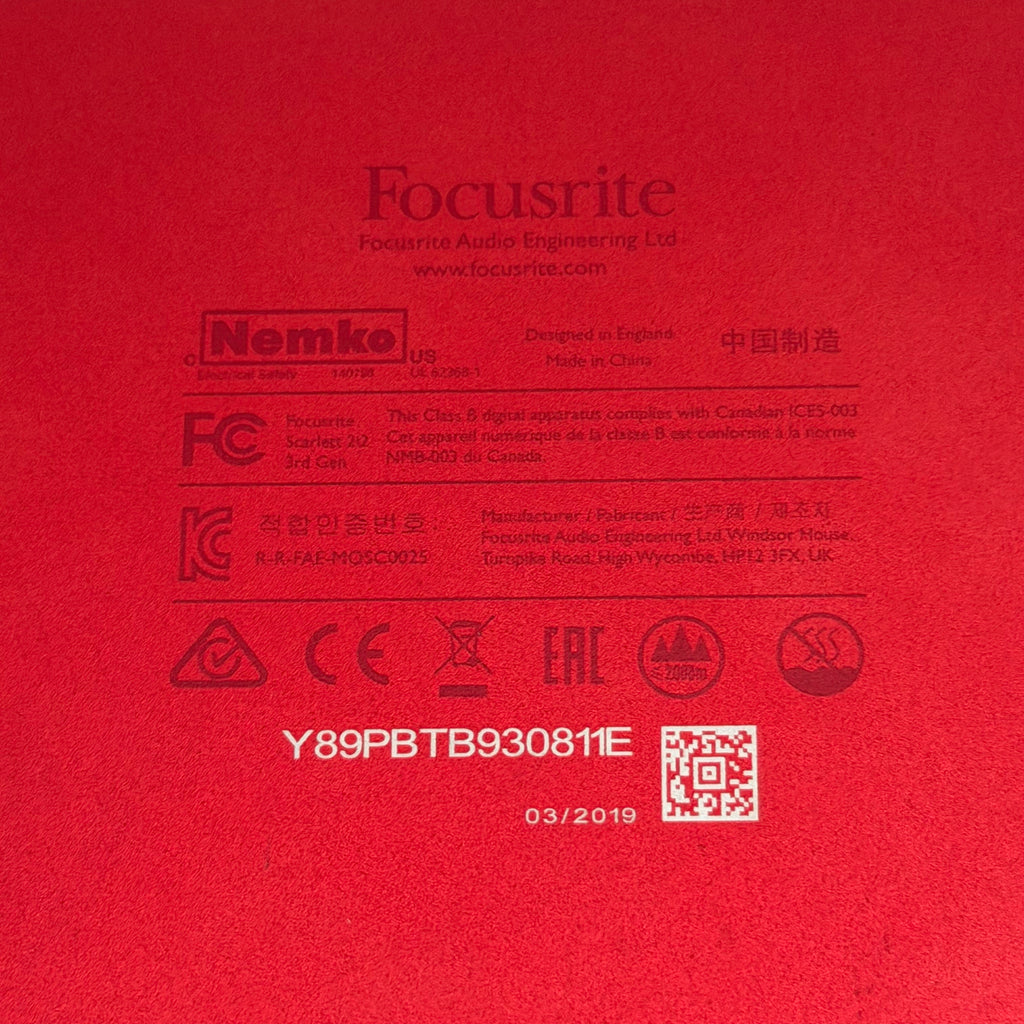 Focusrite Scarlett 2i2 USB Audio Interface 3rd Generation Red
