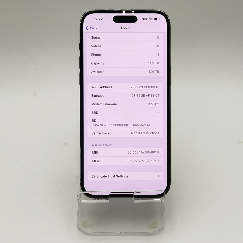 Unlocked Apple iPhone 14 Pro Max 1TB Purple - 84% BH