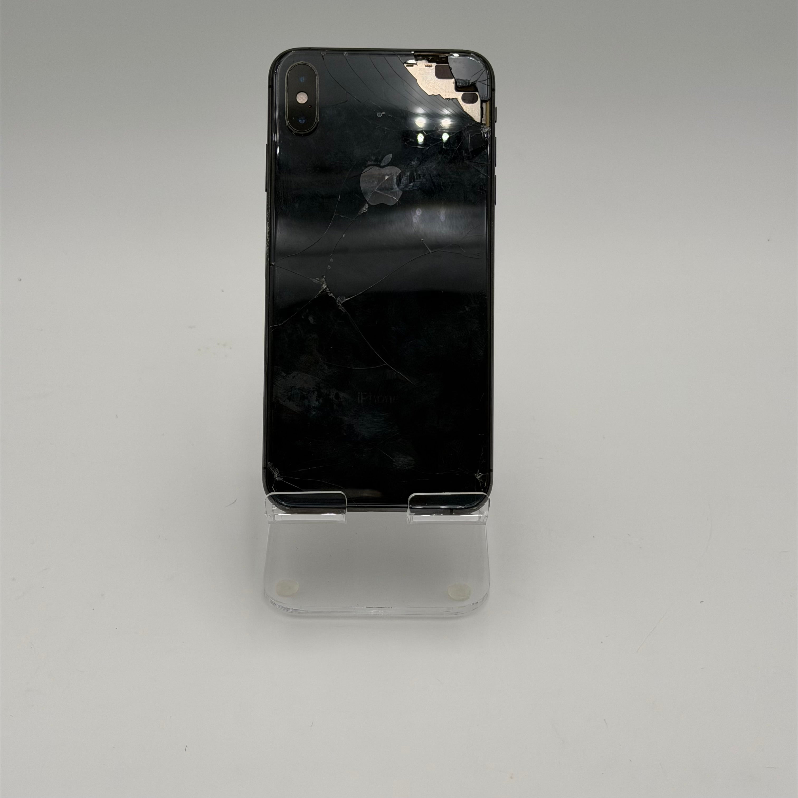 Broken Unlocked Apple iPhone XS Max - 64GB - Space Gray - Cracked Screen - No Charge