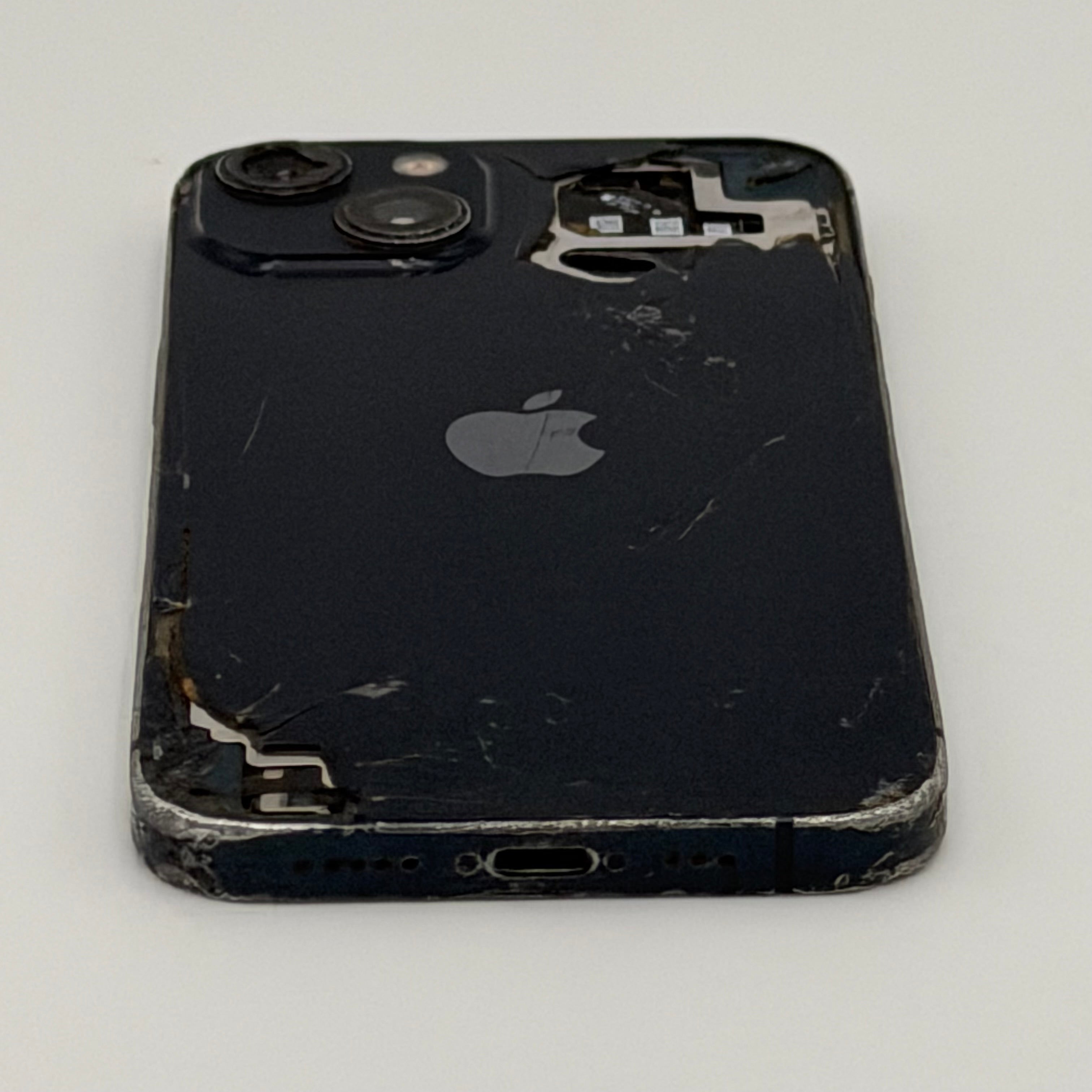 Broken Unlocked Apple iPhone 13 64GB Black - Cracked Back- 76%battery health