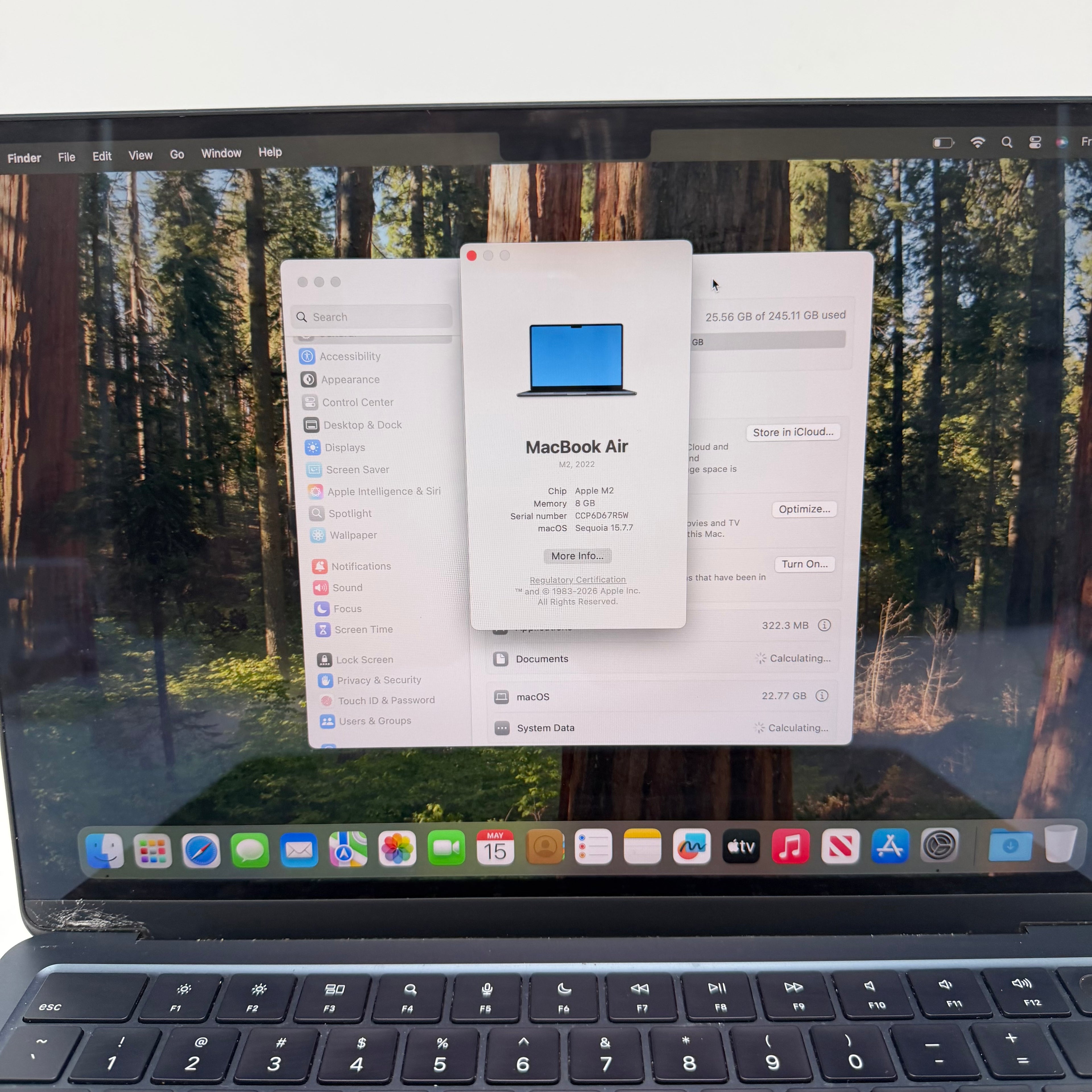 Apple MacBook Air 13" M2 A2681 2023 8GB 256GB Black Broken