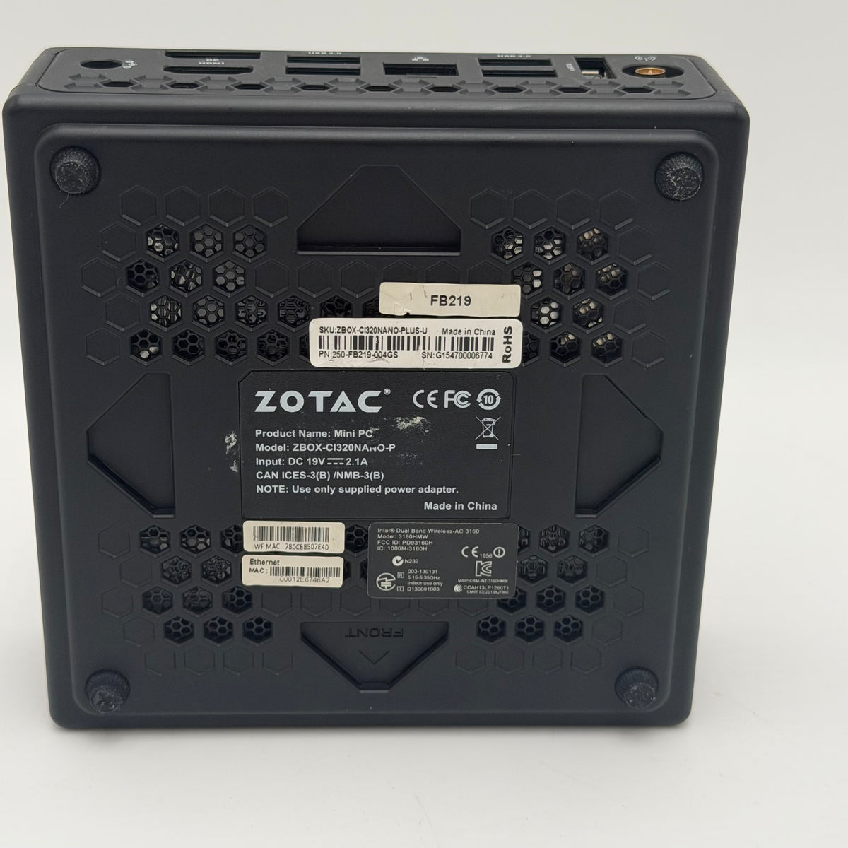 Zotac ZBOX CI32NANO-P Mini PC Desktop Computer Black Used