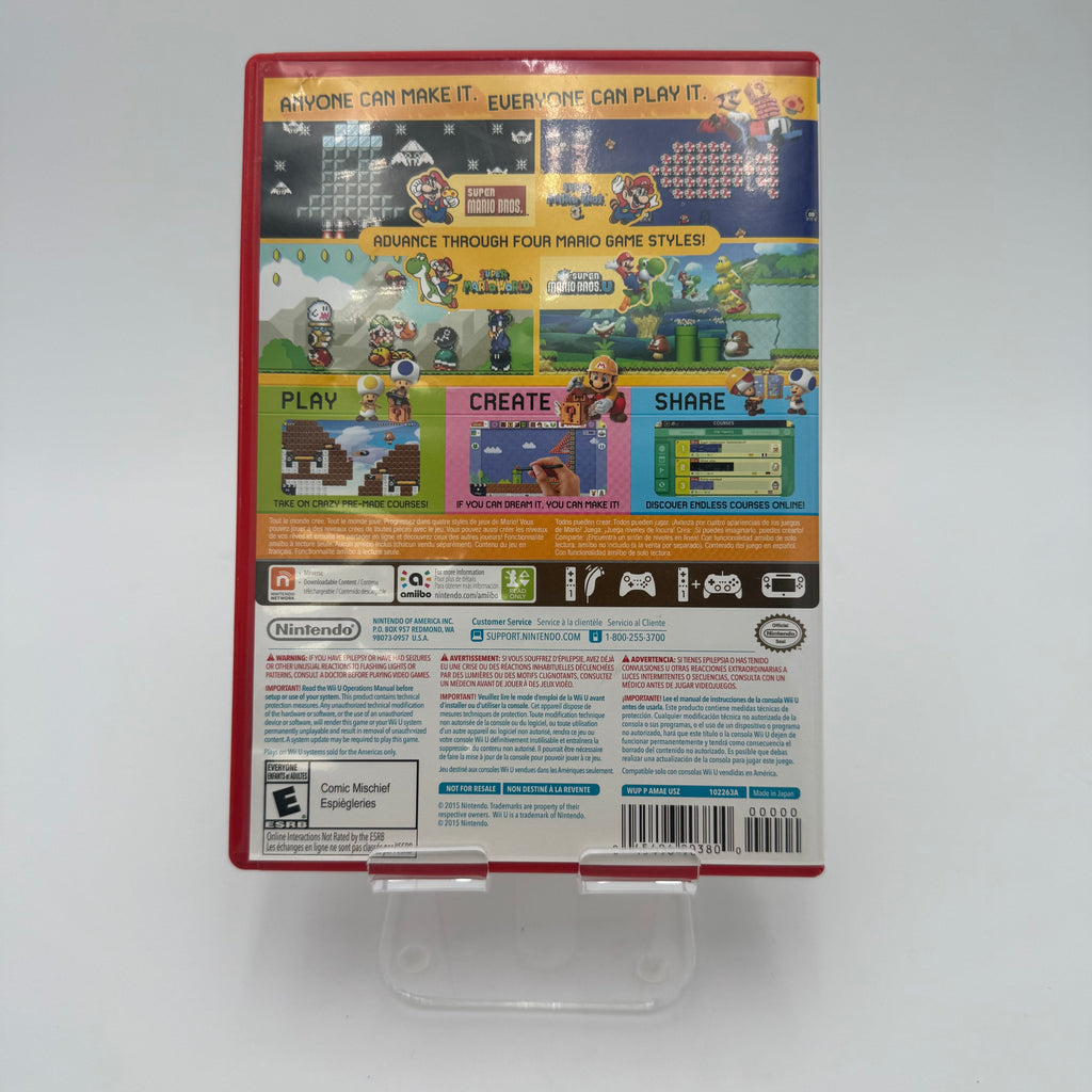 Wii U Super Mario Maker Video Game Disc Complete Case Inserts Tested