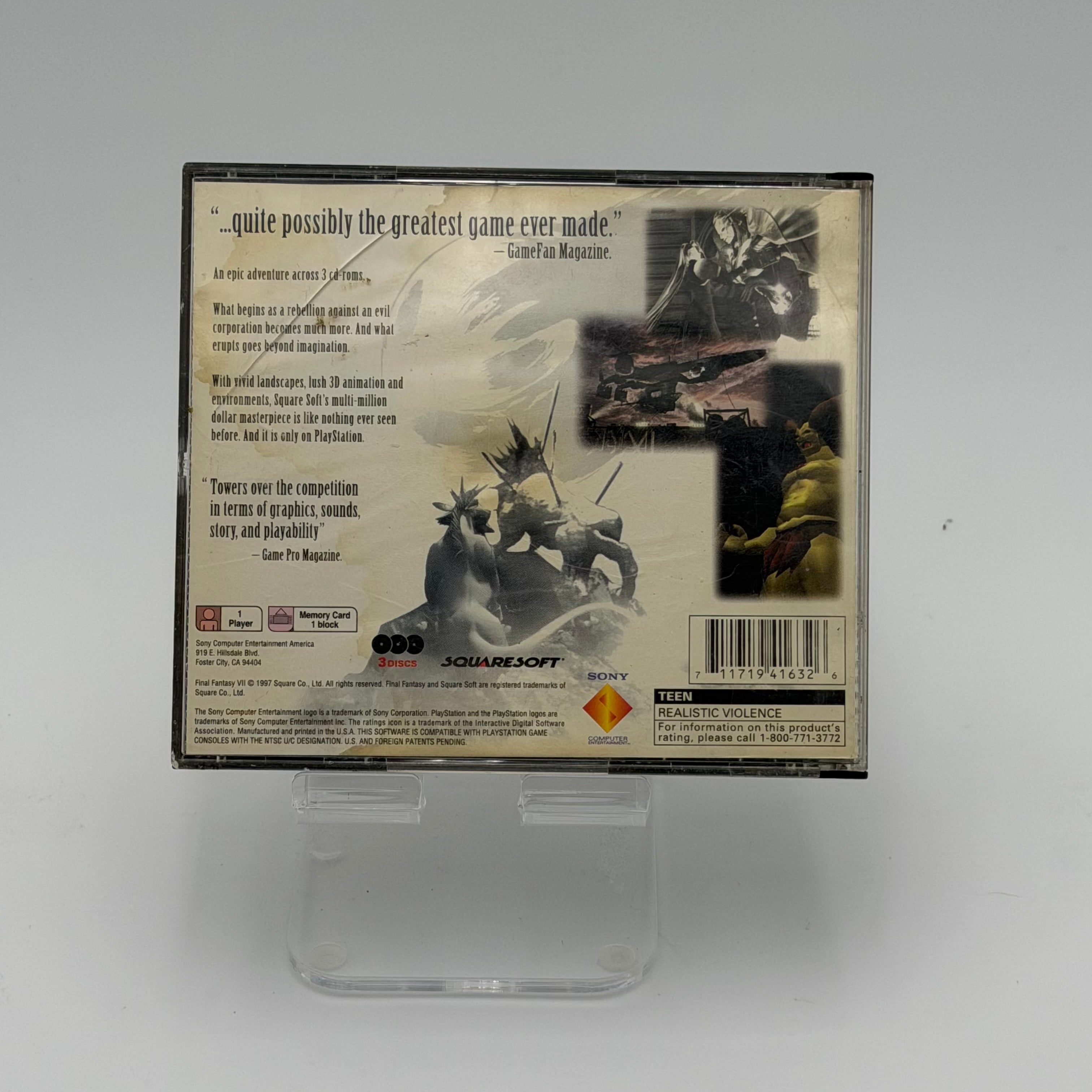 Squaresoft Final Fantasy VII Sony PlayStation 1 3 Discs Manual