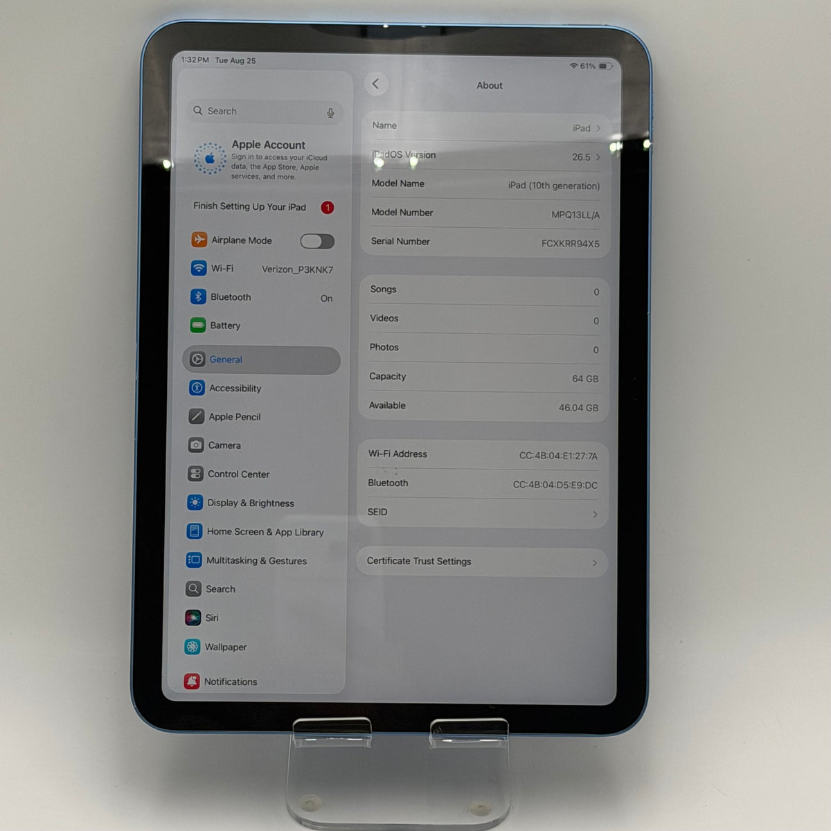 Apple iPad (11th Gen) A16 (2025) 11-inch Blue Wi-Fi Tablet