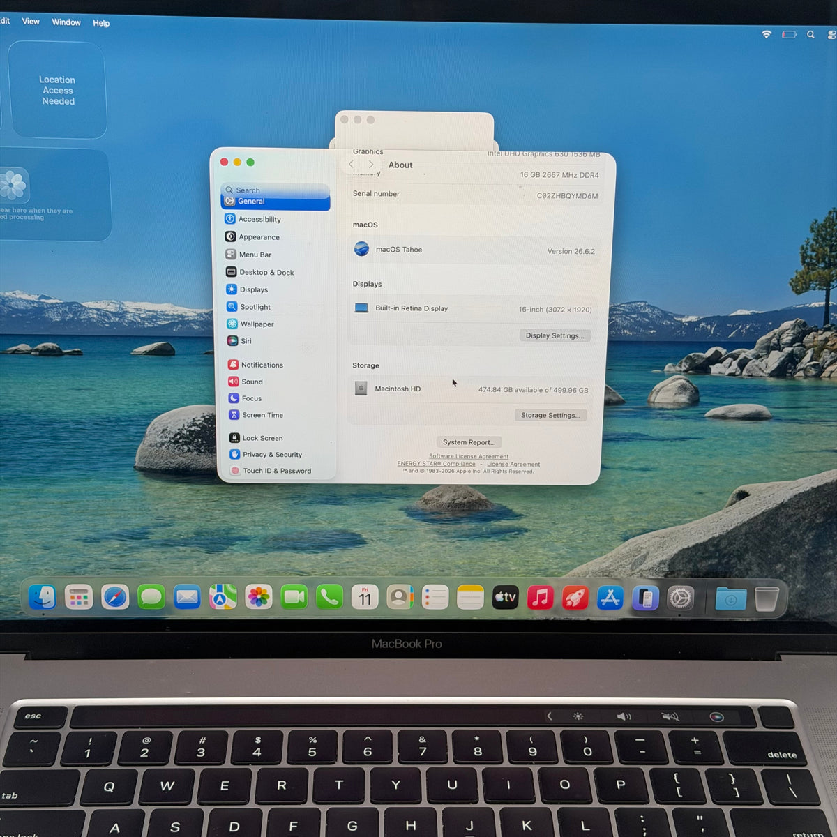 Apple MacBook Pro 16" A2141 2019 Laptop Used - A Silver
