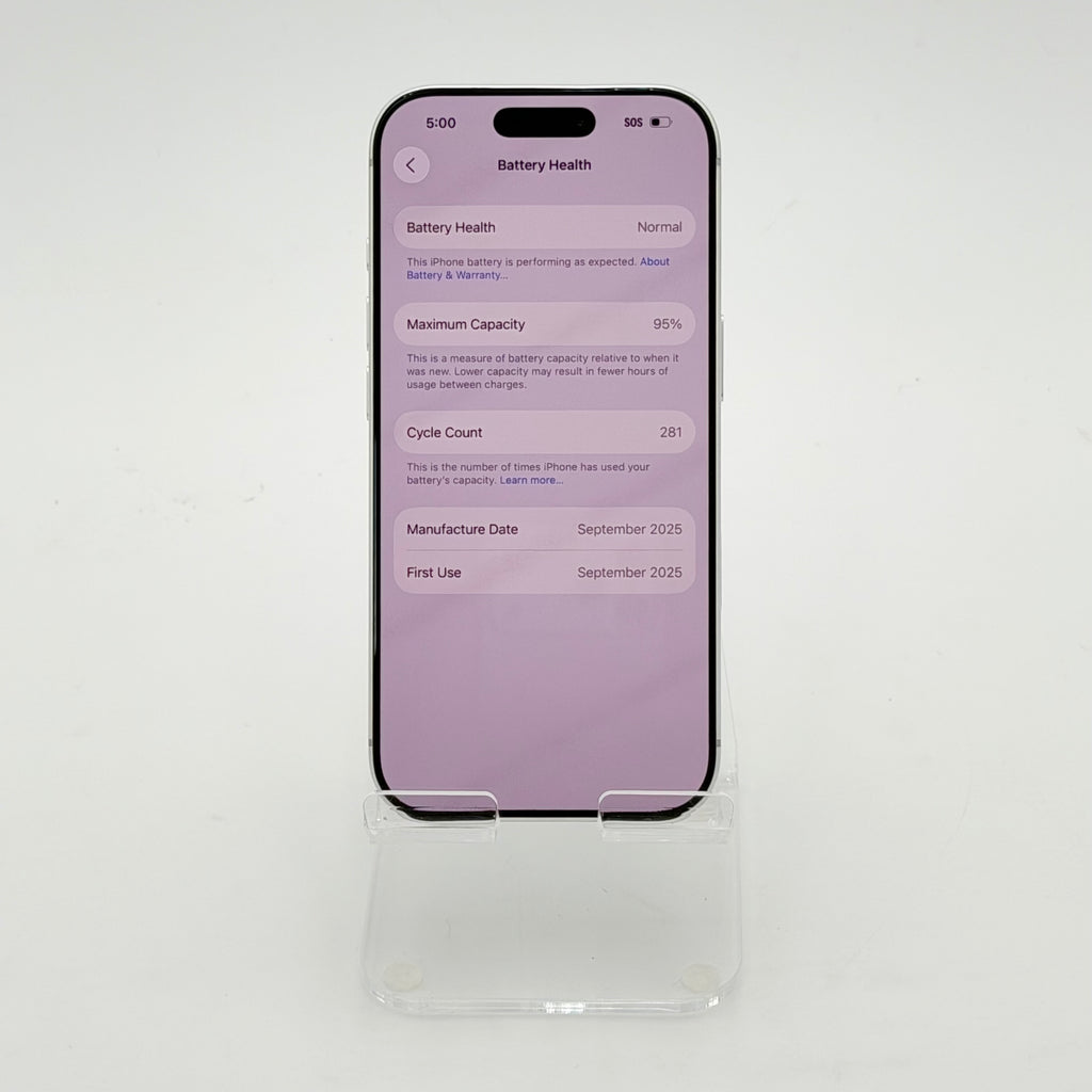 Unlocked Apple iPhone 17 Pro 256GB Silver Battery Health 95%