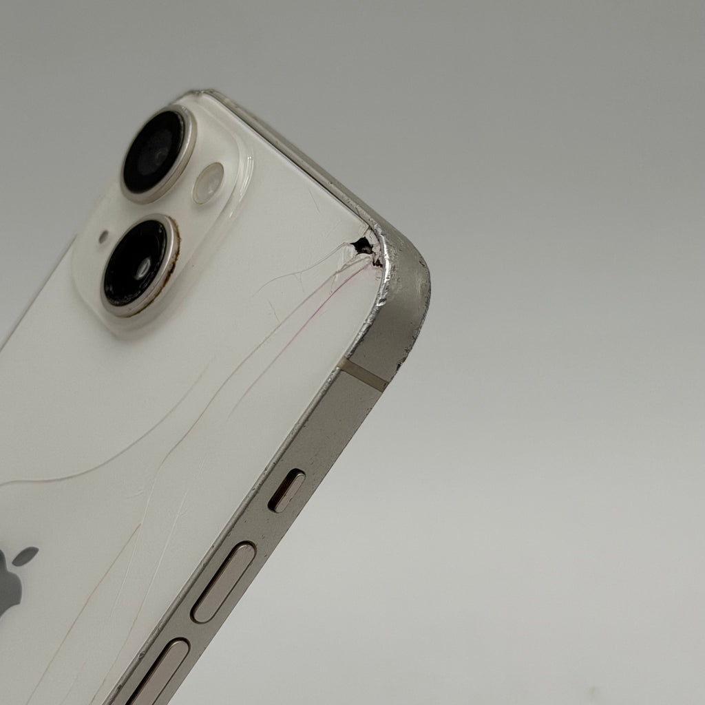 T mobile Broken Apple iPhone 14 128GB - White - Cracked Screen - Cracked Back - 85% BH