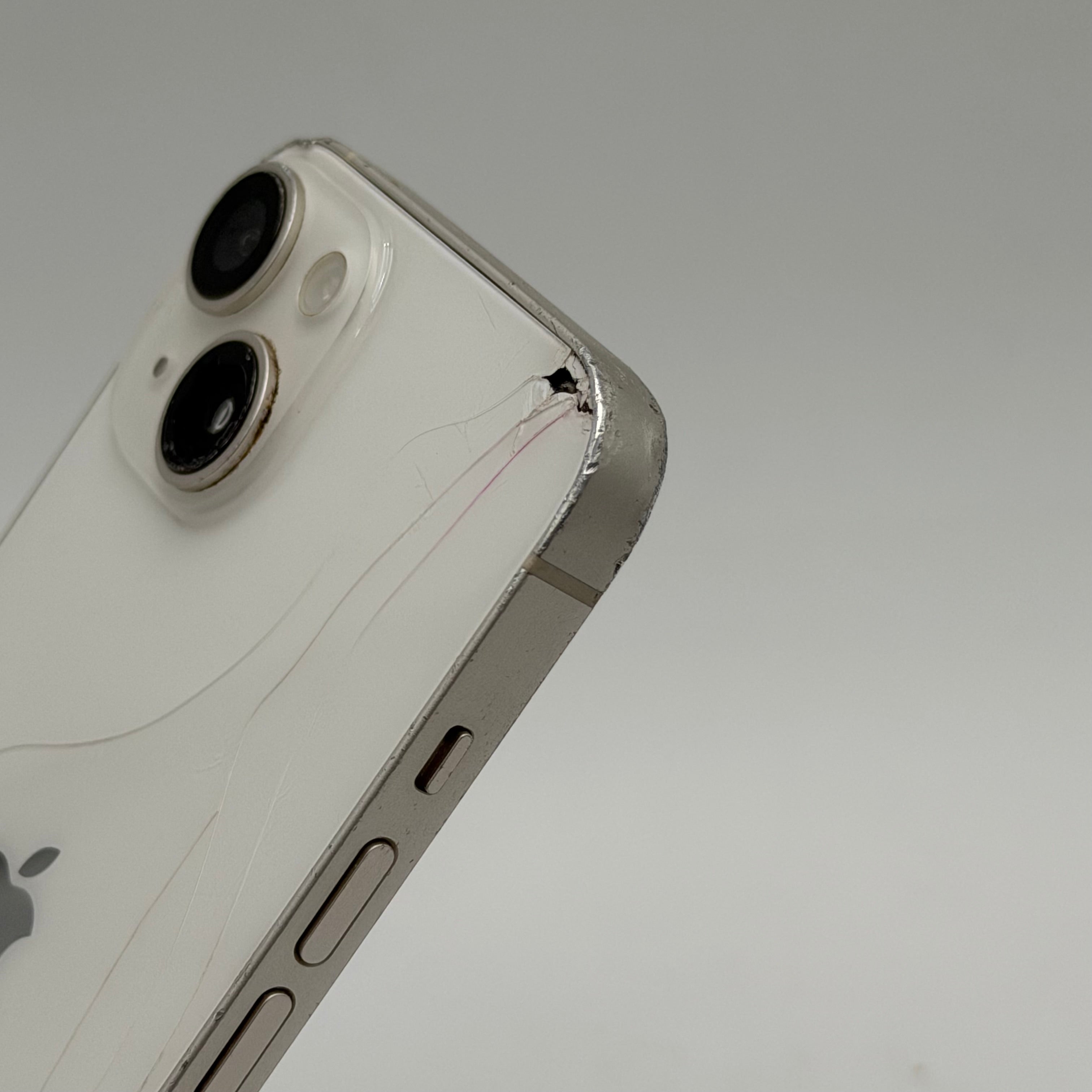 T mobile Broken Apple iPhone 14 128GB - White - Cracked Screen - Cracked Back - 85% BH