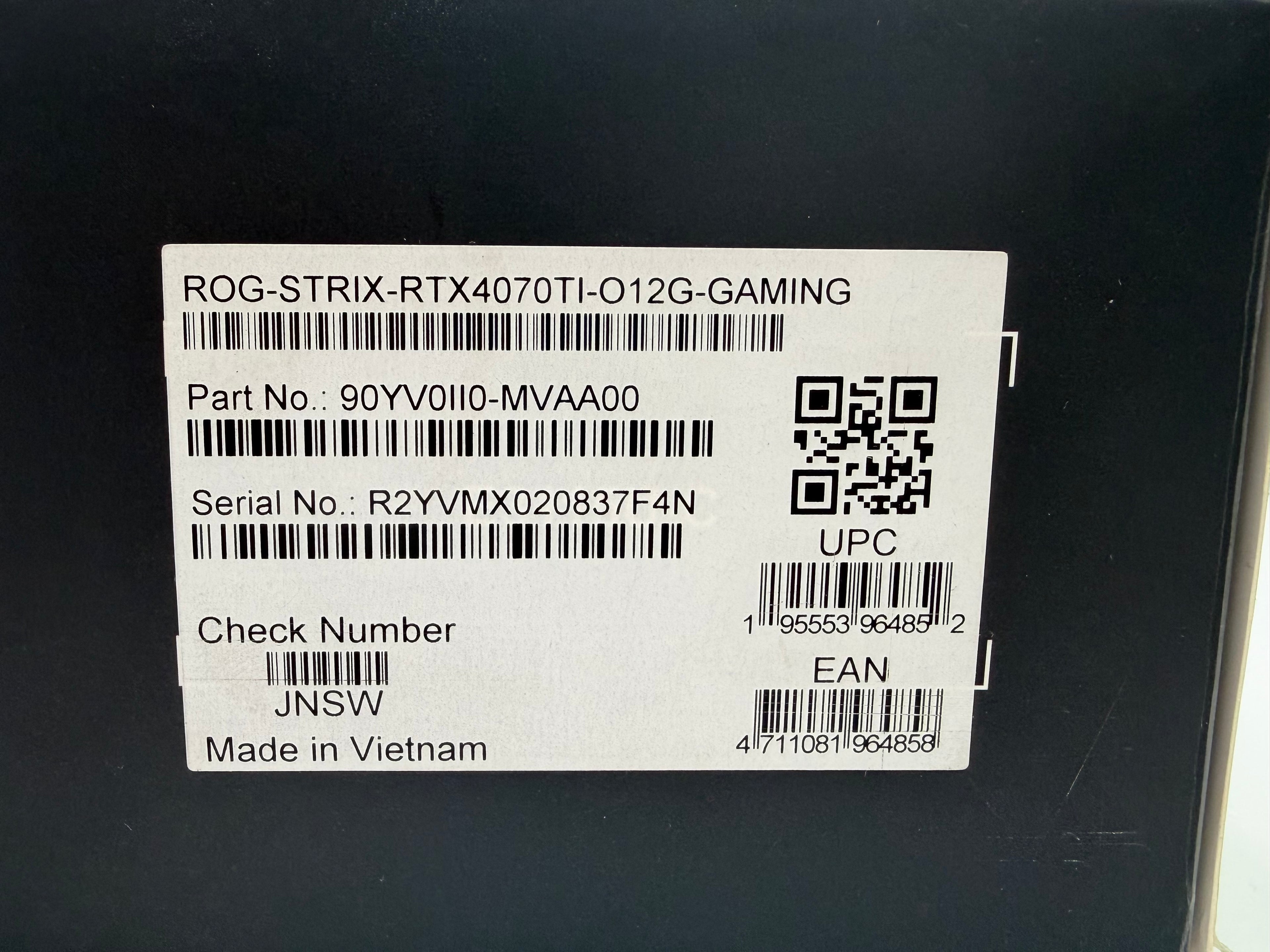 Asus ROG STRIX GeForce RTX 4070 Ti 12GB OC Graphics Card - Black