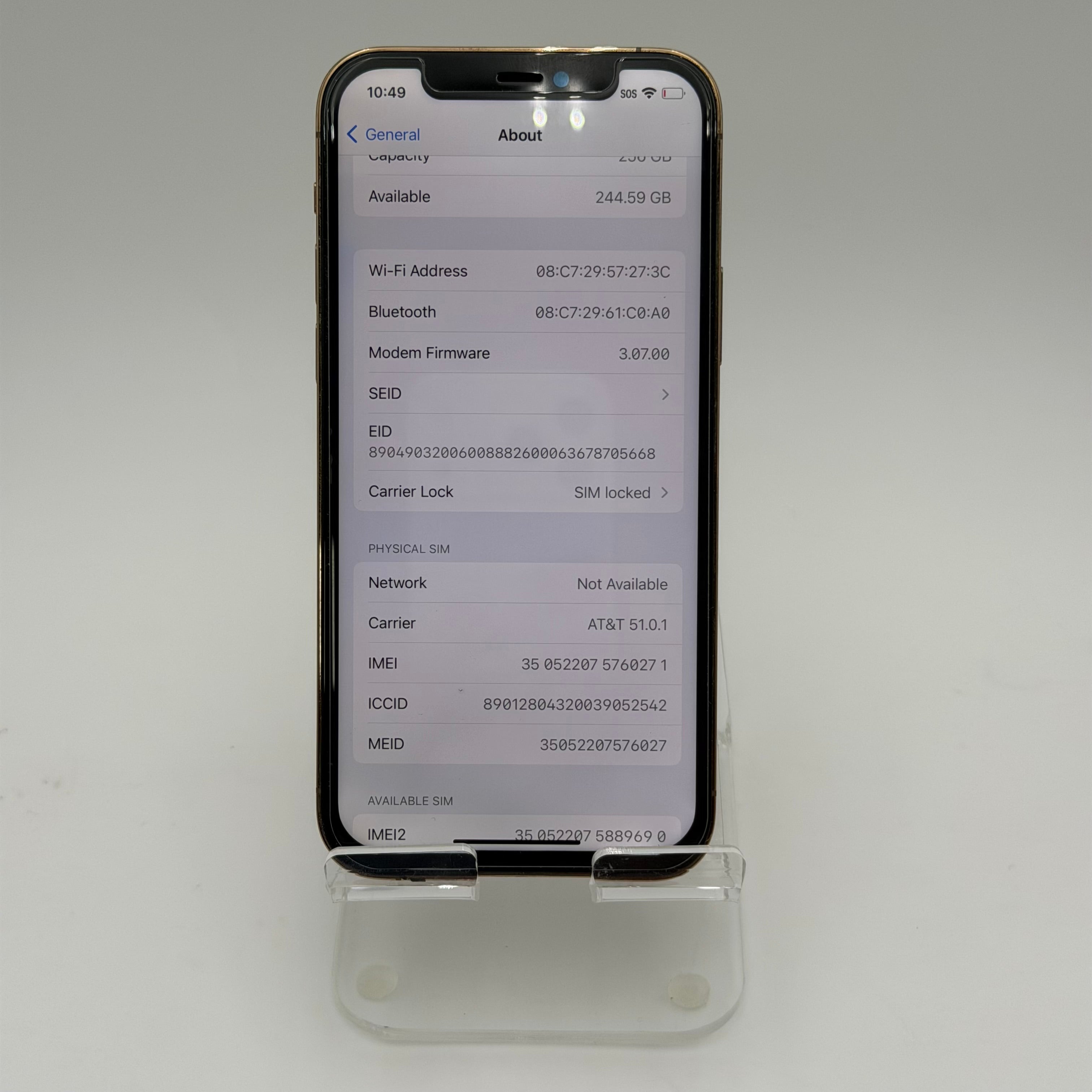 Broken AT&T Apple iPhone 12 Pro 128GB Gold - 87% BH