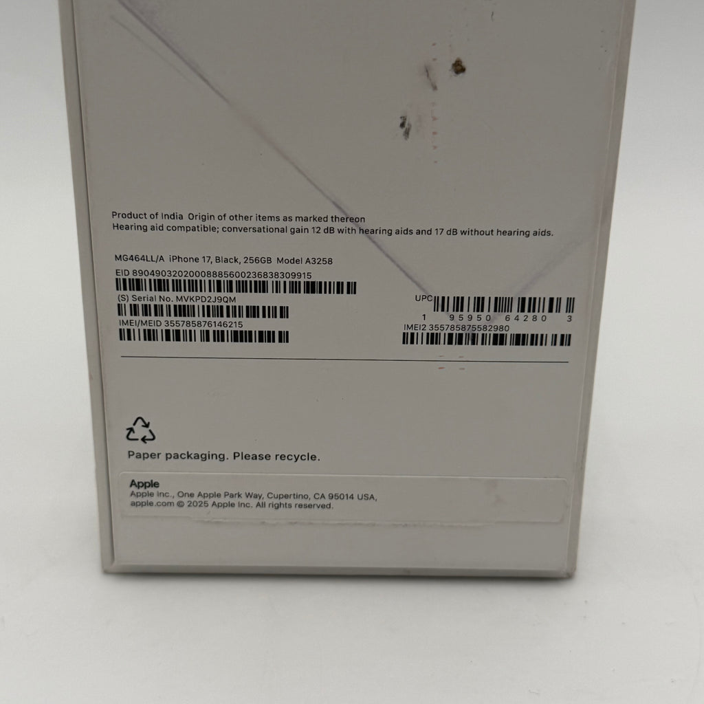 Unlocked Apple iPhone 17 256GB 100% BH
