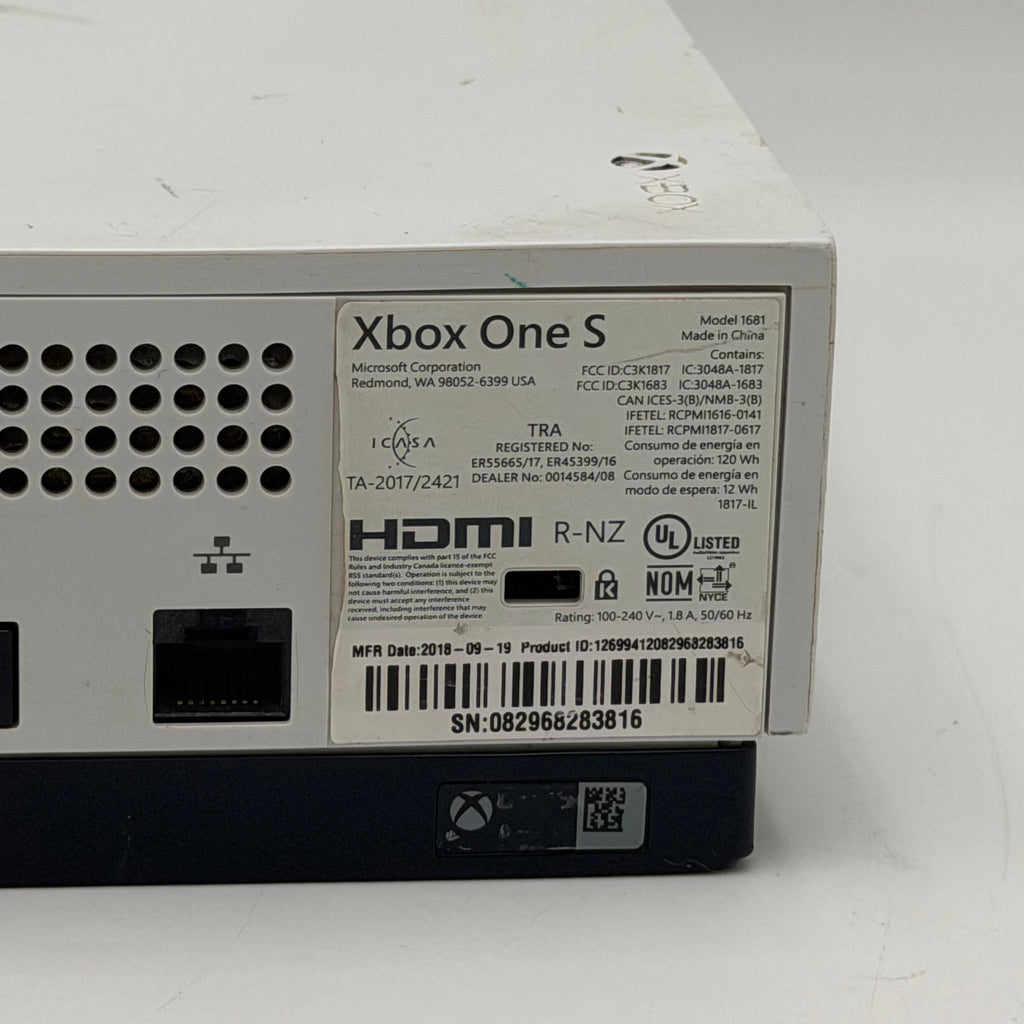 Microsoft Xbox One S (1681) 2016 Video Game System White - Broken HDMI - No Display