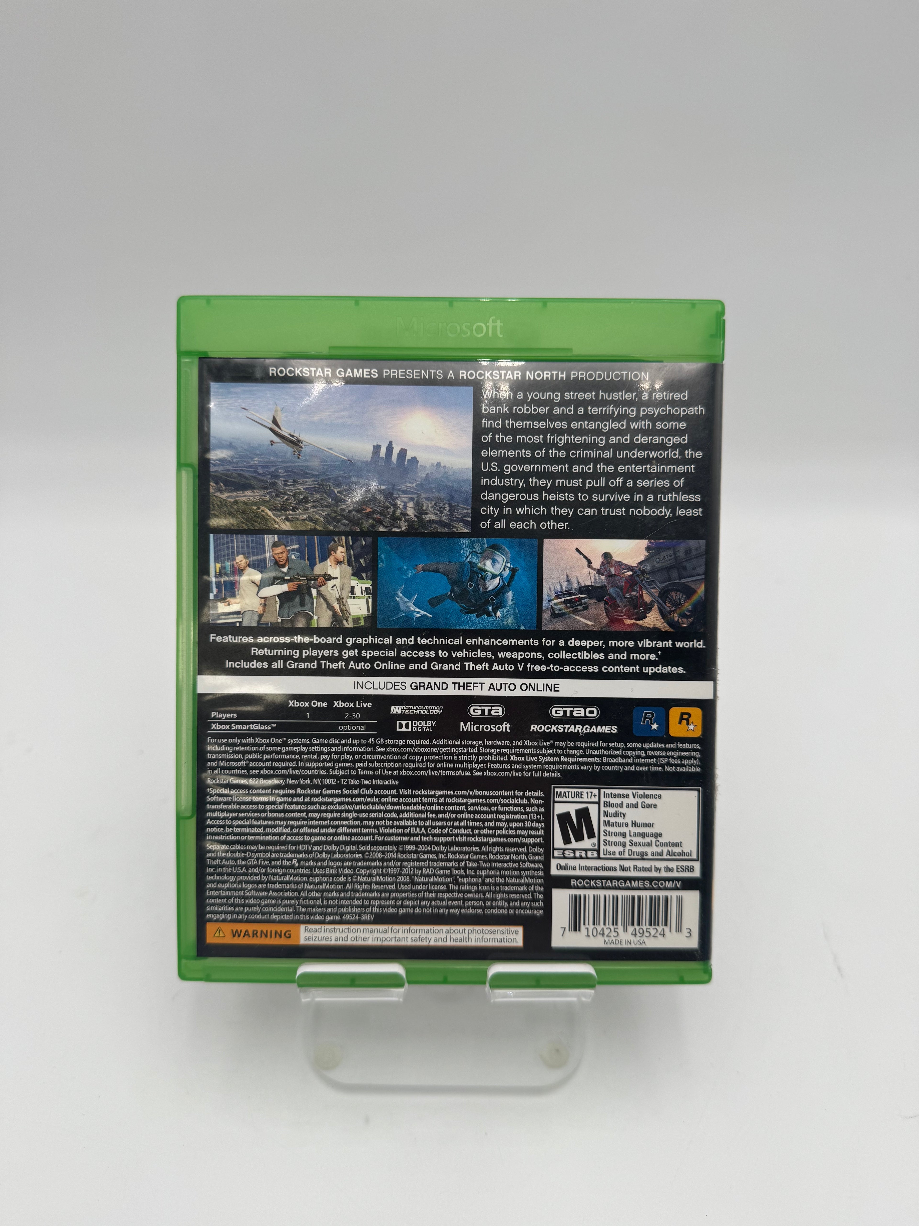 Xbox One Grand Theft Auto V Video Game Used - A Green