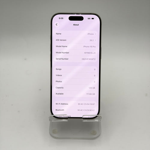 Apple iPhone 16 Pro A3083 128GB Black Titanium Boost Only