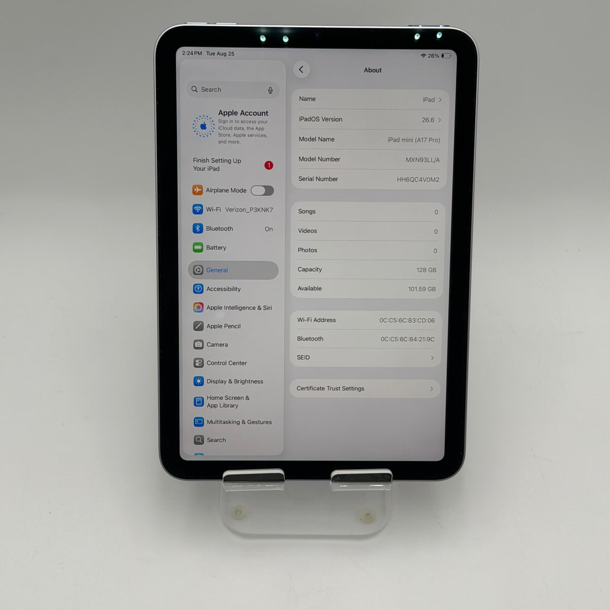 Apple iPad Mini 7th Gen A2993 (2024) Tablet - Used - A Black